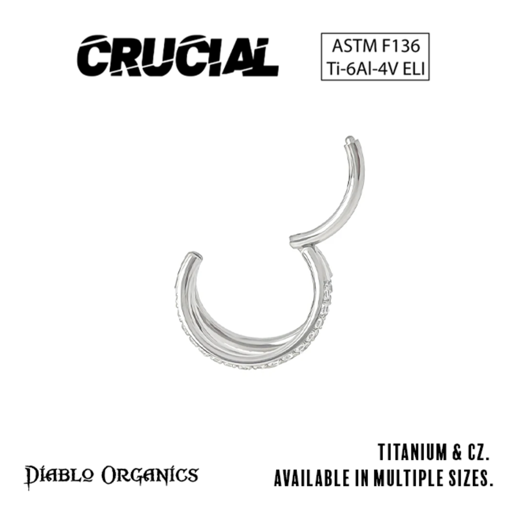 Crucial by Diablo Organics Crucial by Diablo Organics 16g titanium triple row clicker with CZ