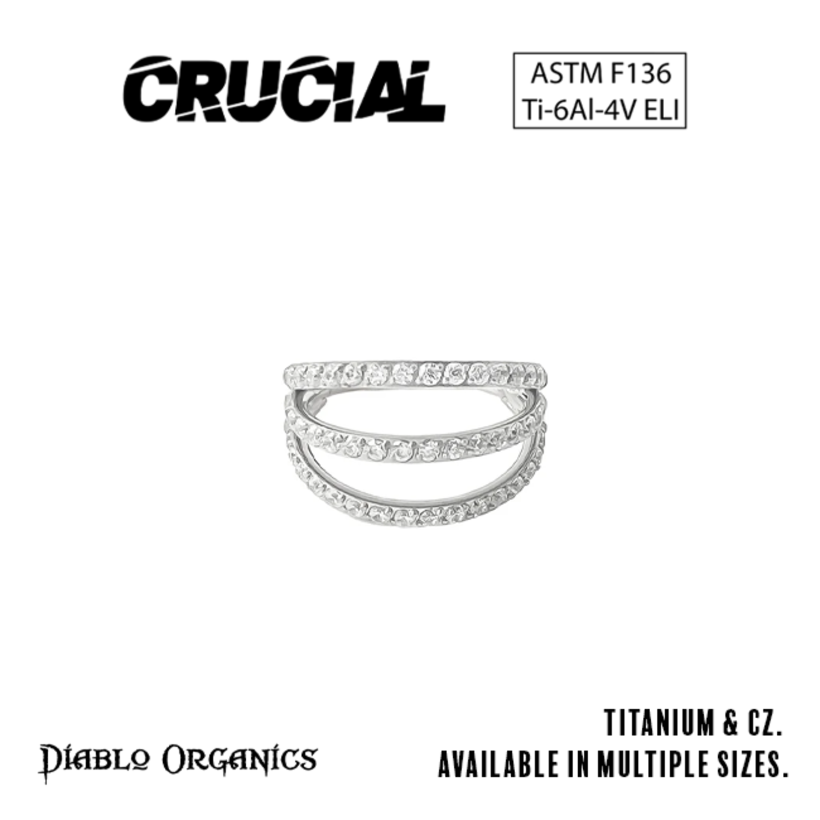 Crucial by Diablo Organics Crucial by Diablo Organics 16g titanium triple row clicker with CZ