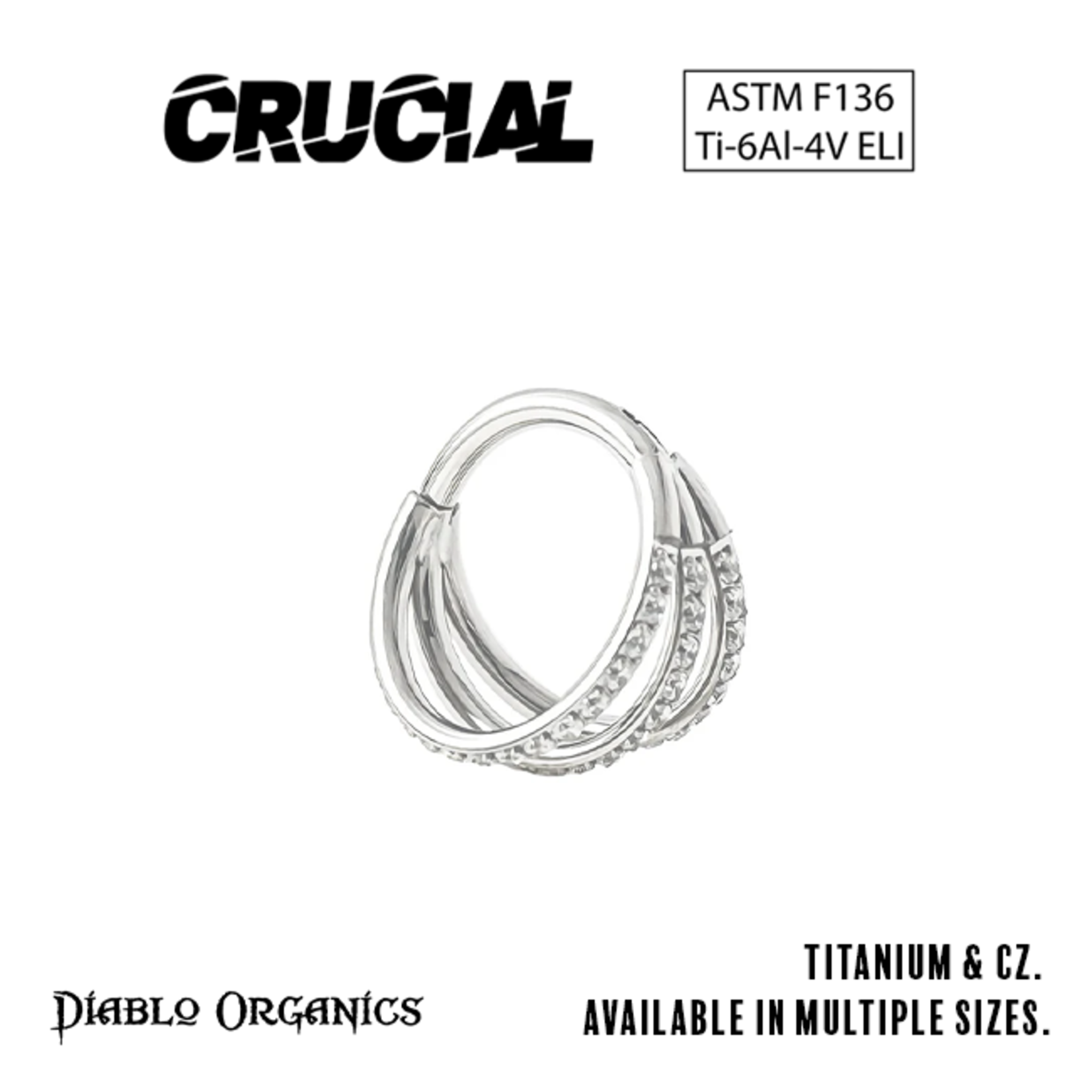 Crucial by Diablo Organics Crucial by Diablo Organics 16g titanium triple row clicker with CZ