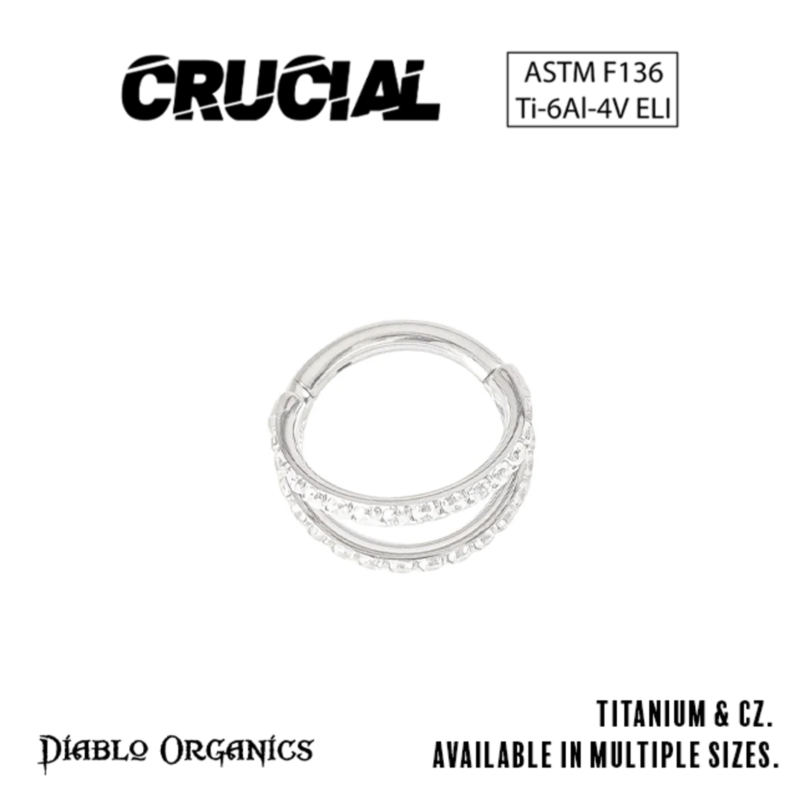 Crucial by Diablo Organics Crucial by Diablo Organics 16g titanium Double Row clicker with CZ