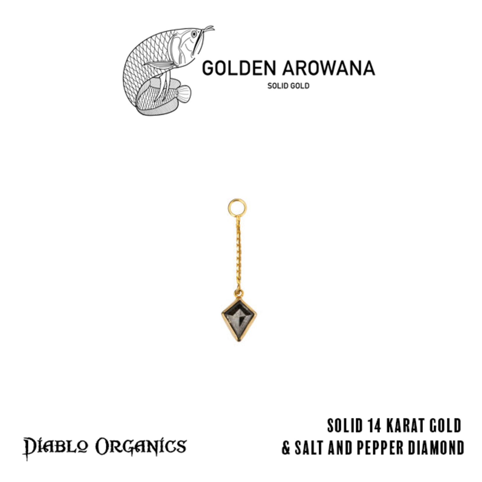 Golden Arowana by Diablo Organics Golden Arowana by Diablo Organics 16g kite charm with Salt & Pepper diamond