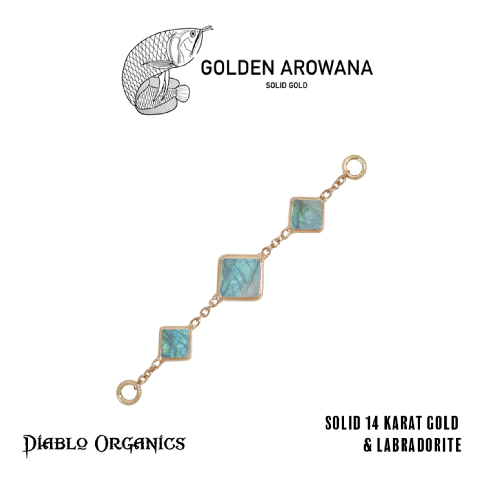 Golden Arowana by Diablo Organics Golden Arowana by Diablo Organics Yellow Gold Chain with 3 Stones