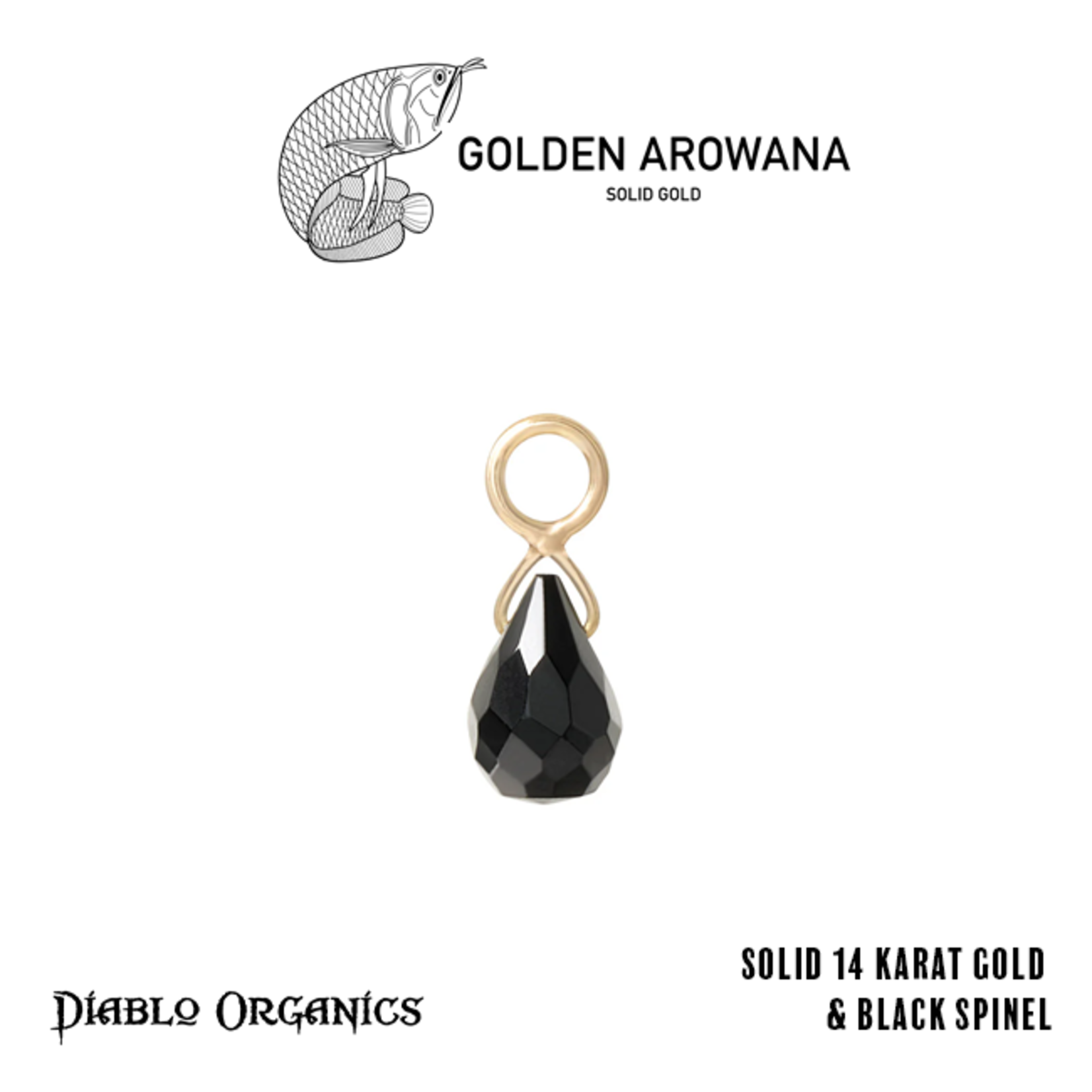 Golden Arowana by Diablo Organics Golden Arowana by Diablo Organics yellow gold "Briolette" single-stone charm