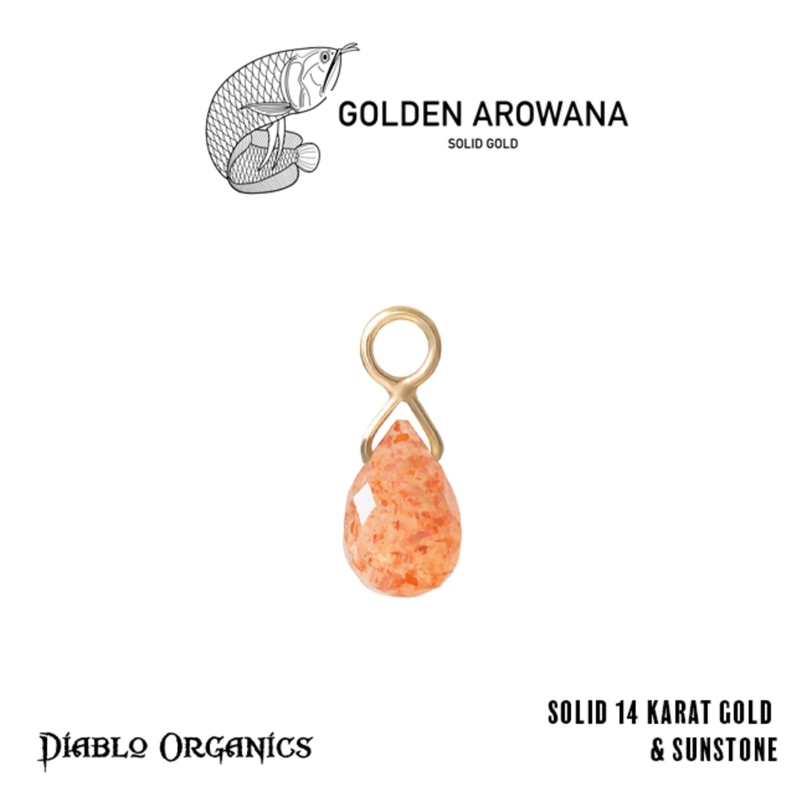 Golden Arowana by Diablo Organics Golden Arowana by Diablo Organics yellow gold "Briolette" single-stone charm