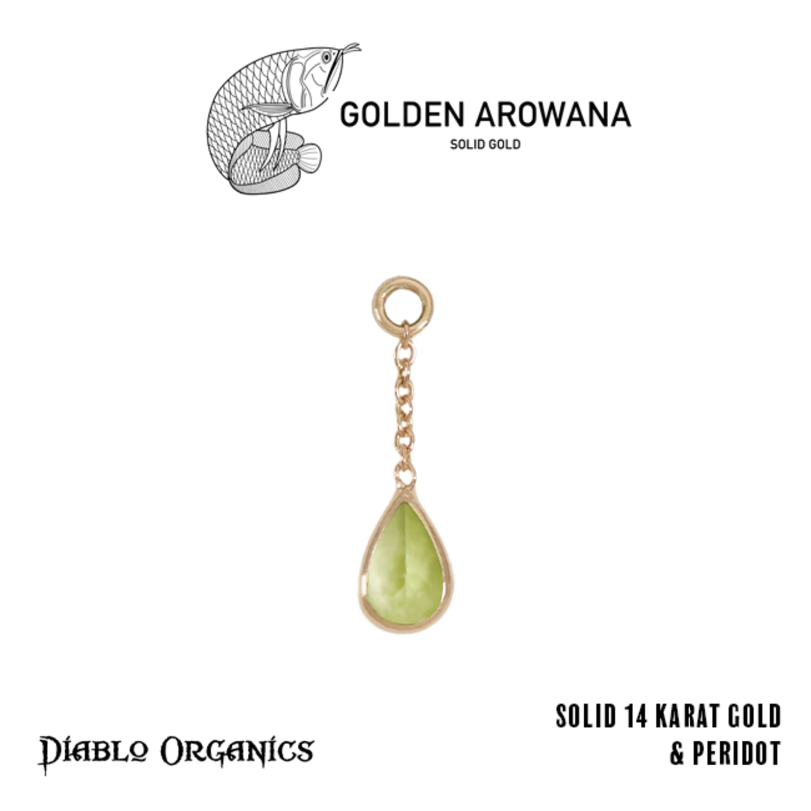 Golden Arowana by Diablo Organics Golden Arowana by Diablo Organics 13.0 yellow gold charm with teardrop cut stones