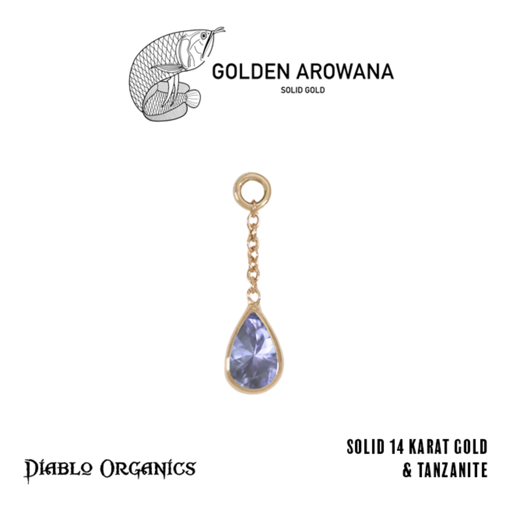 Golden Arowana by Diablo Organics Golden Arowana by Diablo Organics 13.0 yellow gold charm with teardrop cut stones