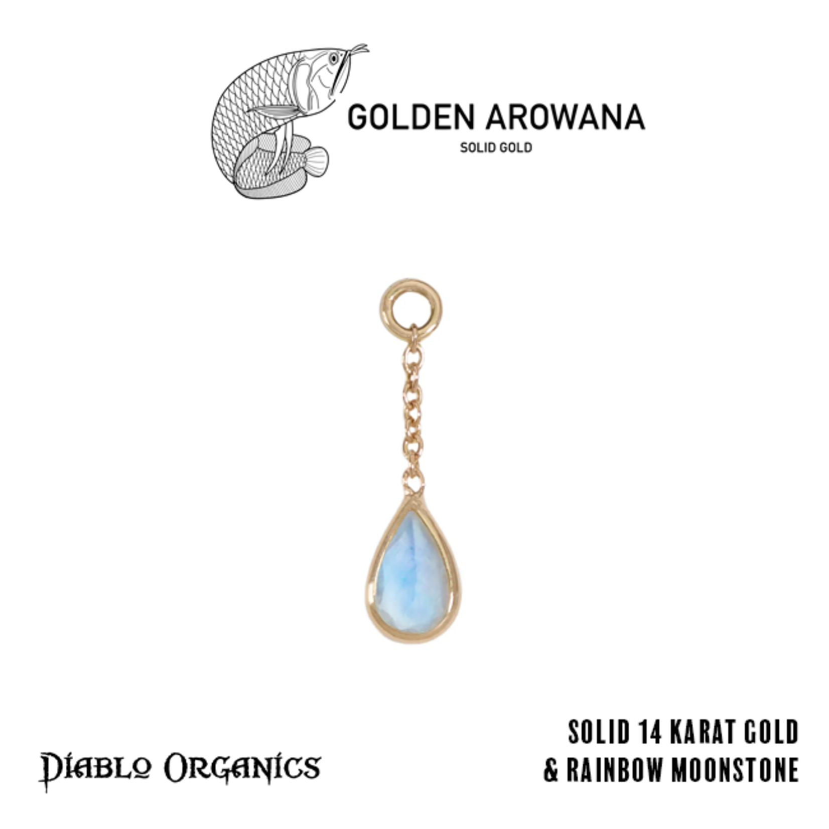 Golden Arowana by Diablo Organics Golden Arowana by Diablo Organics 13.0 yellow gold charm with teardrop cut stones