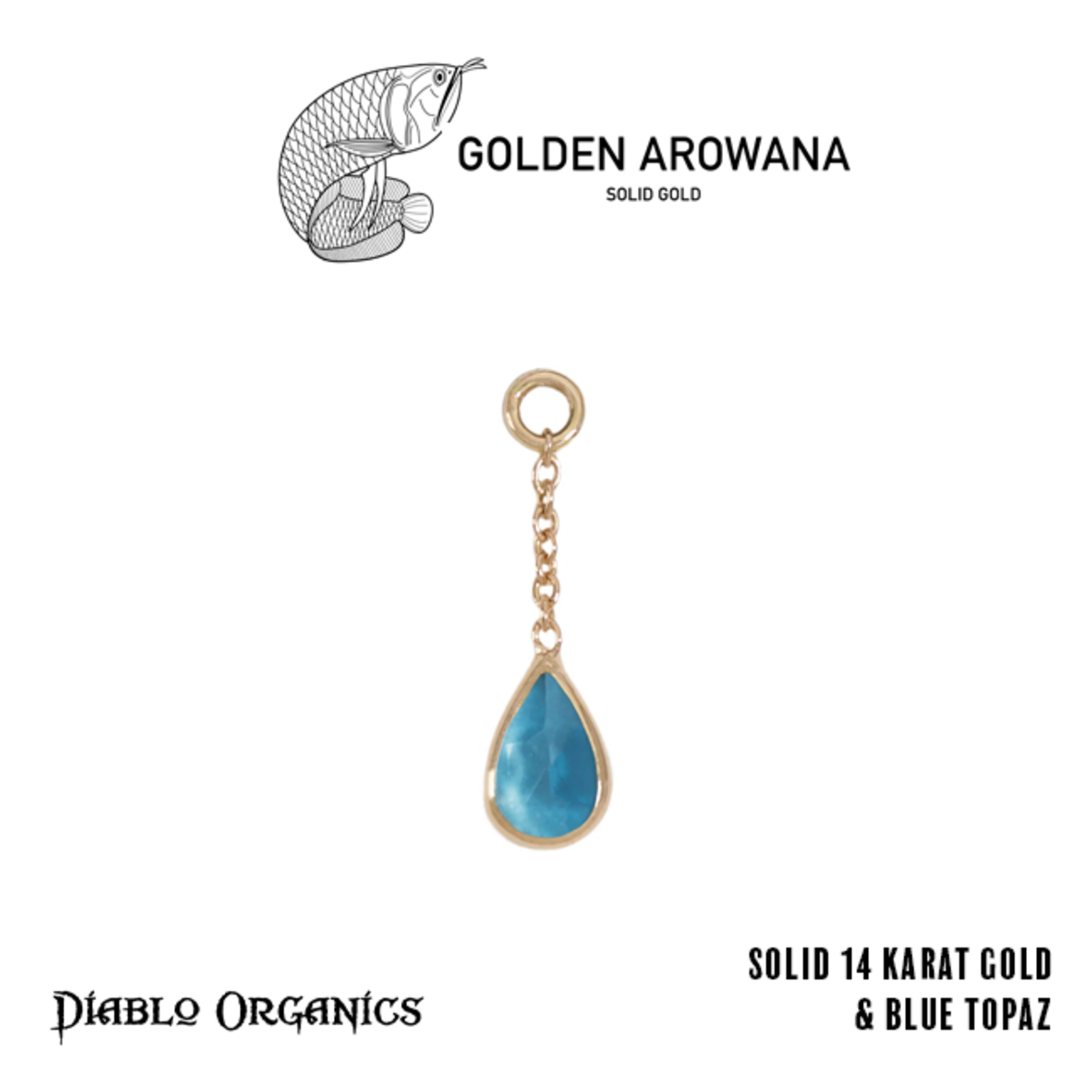 Golden Arowana by Diablo Organics Golden Arowana by Diablo Organics 13.0 yellow gold charm with teardrop cut stones