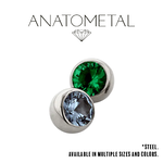 Anatometal Anatometal 14g Steel Gem Ball with Faceted Stone