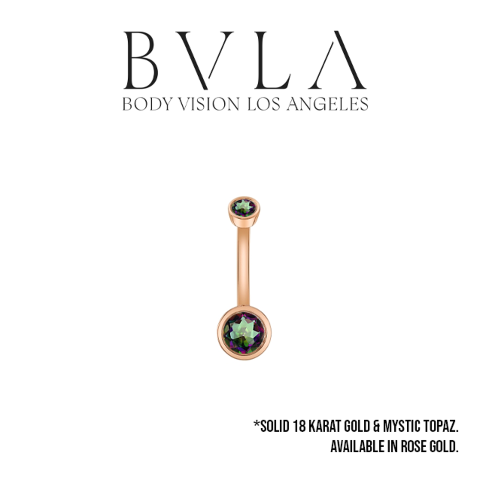 BVLA BVLA 14g 7/16 classic bezel navel curve with 3.0 and 5.0 Mystic Topaz