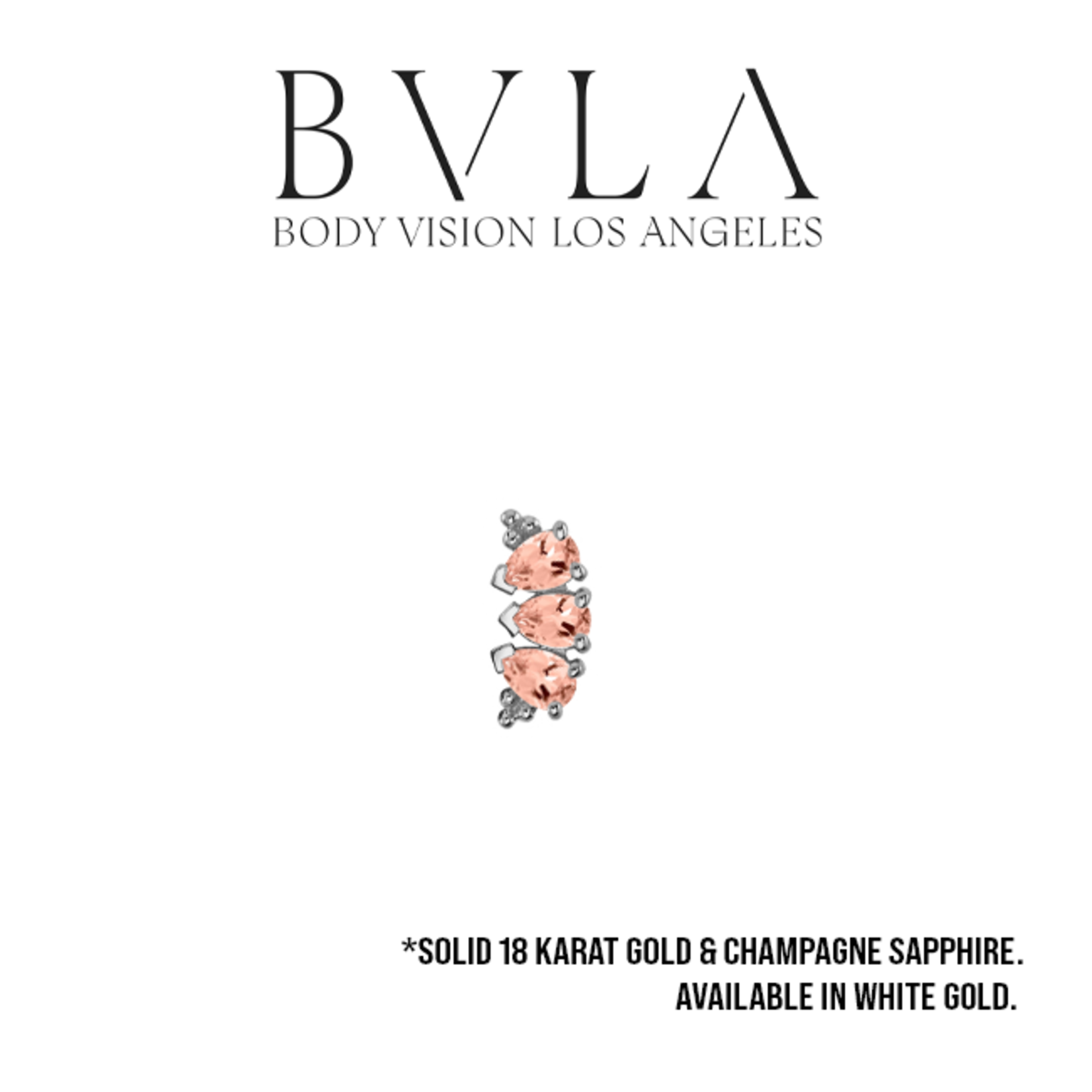 BVLA BVLA "3 Gem Pear Panaraya" threaded end with 3x 4x2.5 Champagne Sapphire