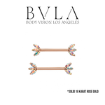BVLA BVLA Rose Gold 12g "Marquise Fan Barbell" with Mercury Mist Topaz. Sold as a pair