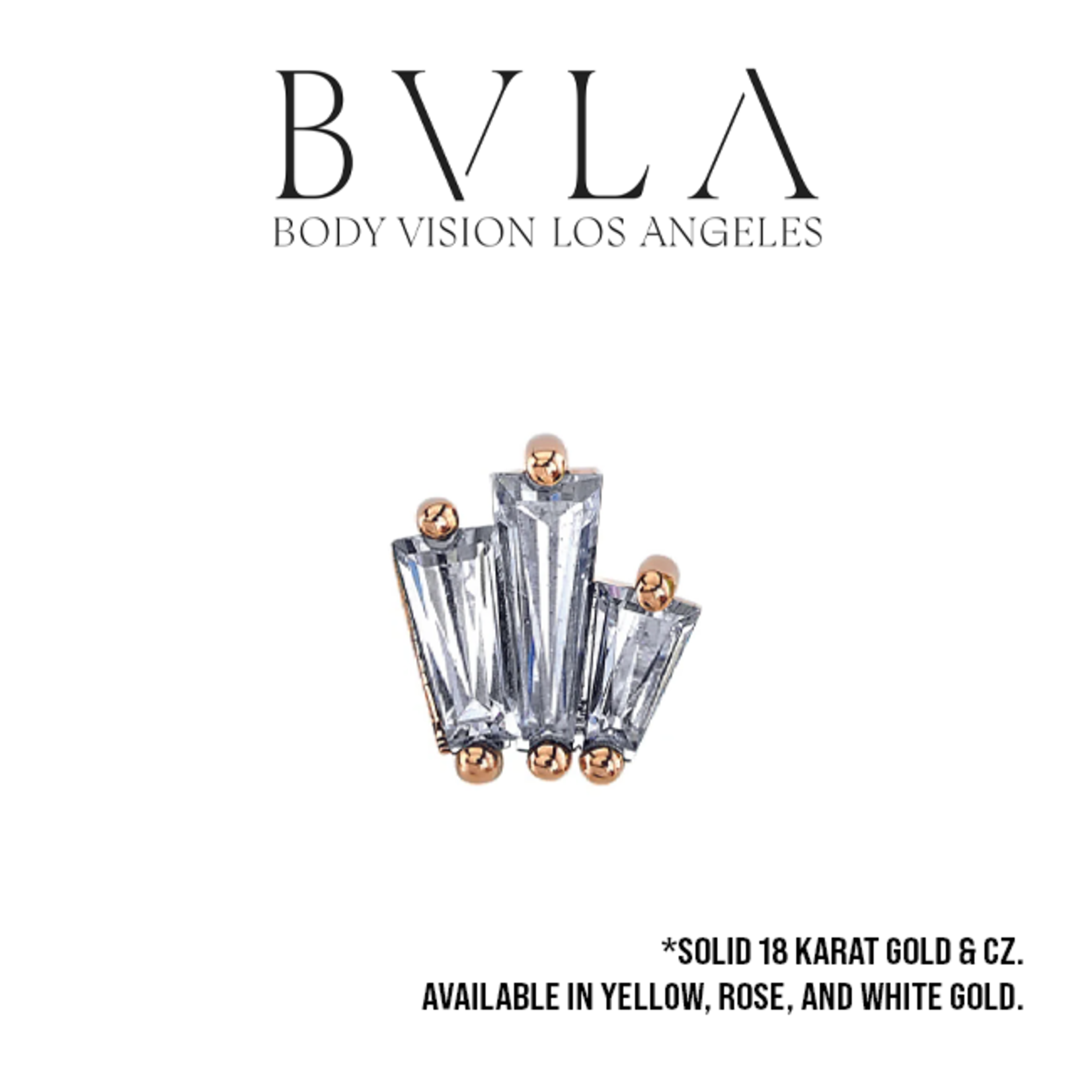 BVLA BVLA "Labels or Love" threaded end with 3x2x1, 4x2x1.5 & 5x2x1 tapered CZ baguettes