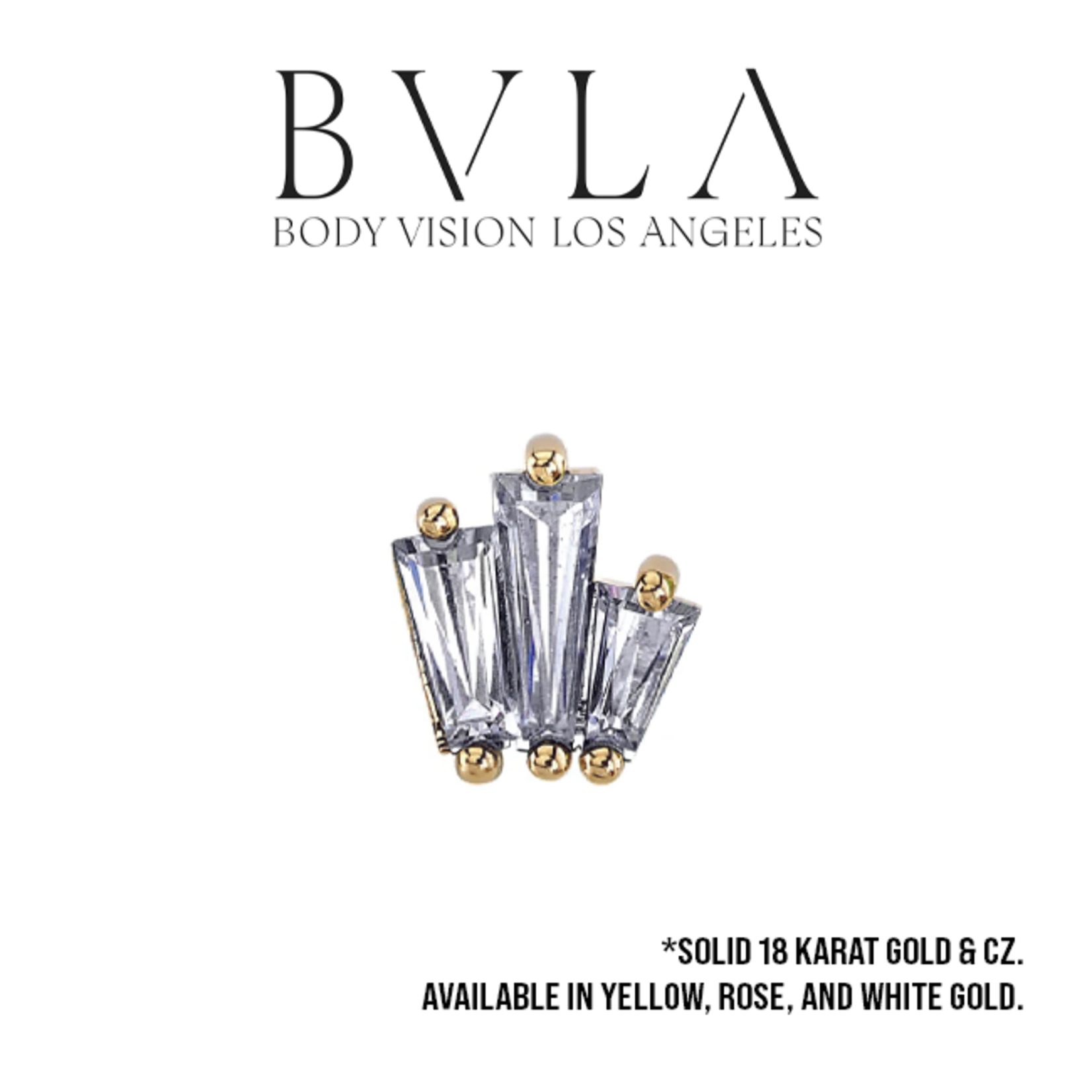 BVLA BVLA "Labels or Love" threaded end with 3x2x1, 4x2x1.5 & 5x2x1 tapered CZ baguettes