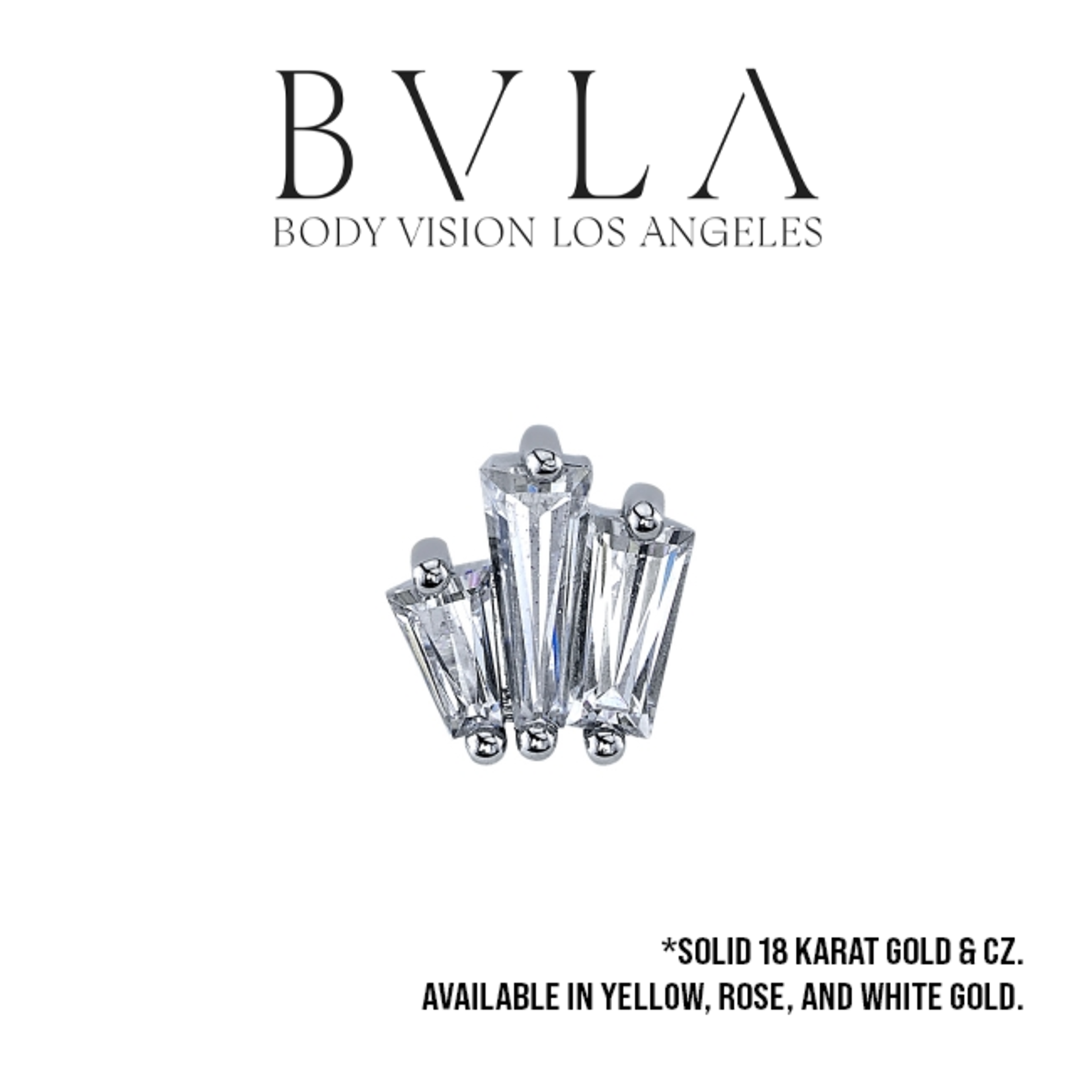 BVLA BVLA "Labels or Love" threaded end with 3x2x1, 4x2x1.5 & 5x2x1 tapered CZ baguettes