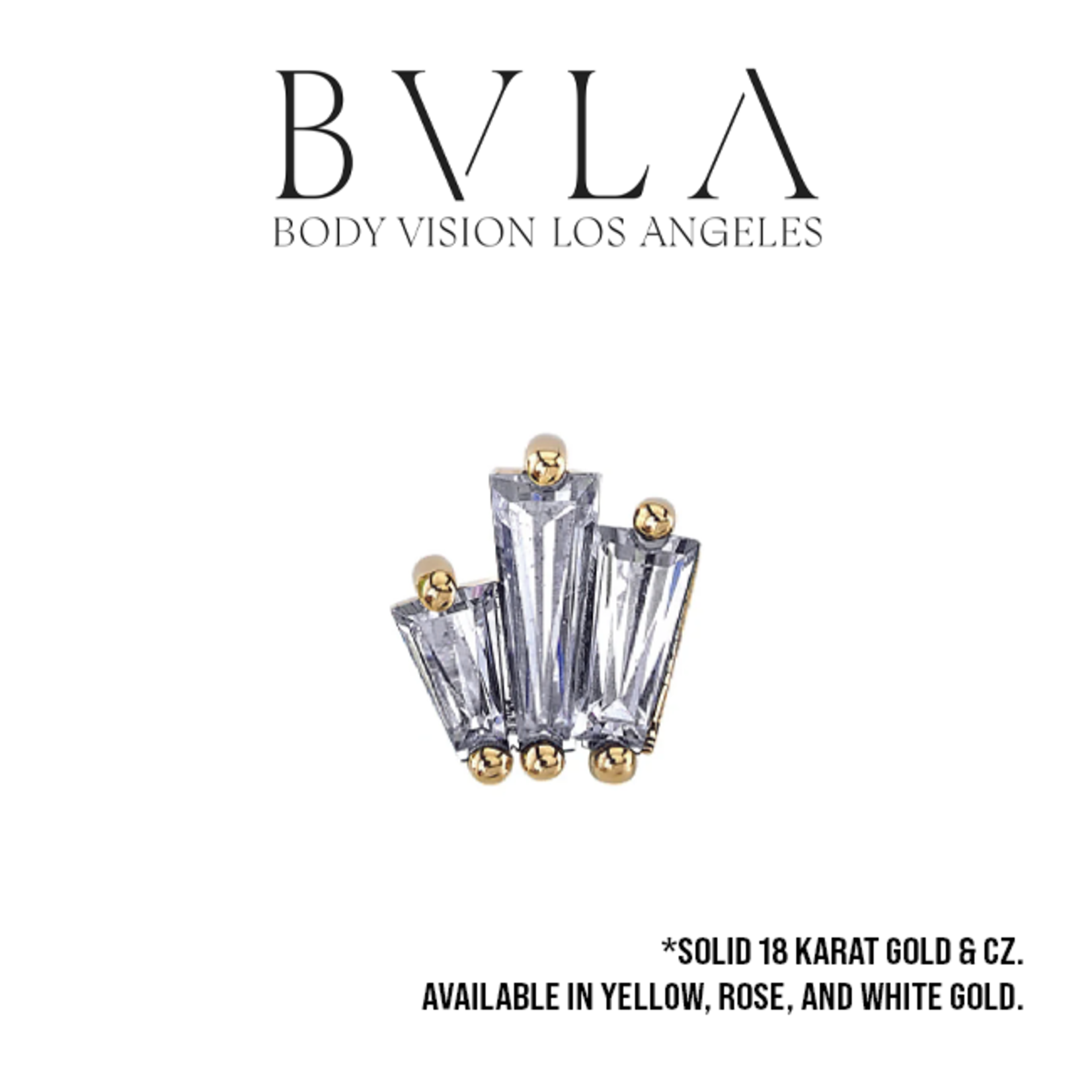 BVLA BVLA "Labels or Love" threaded end with 3x2x1, 4x2x1.5 & 5x2x1 tapered CZ baguettes