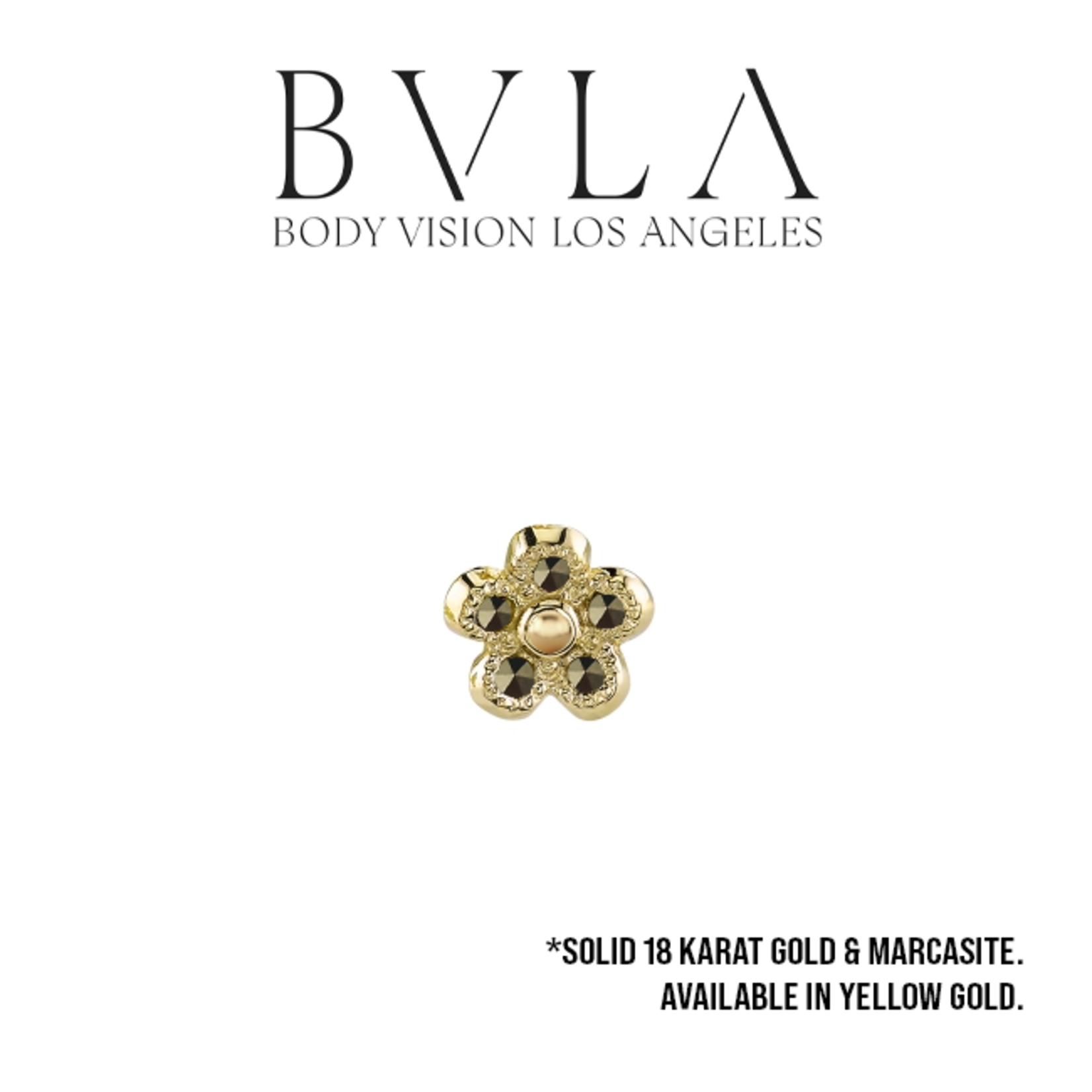 BVLA BVLA 5.0 16g "Fiore" threaded end with 4x 1.0 Marcasite & Gold Bead center