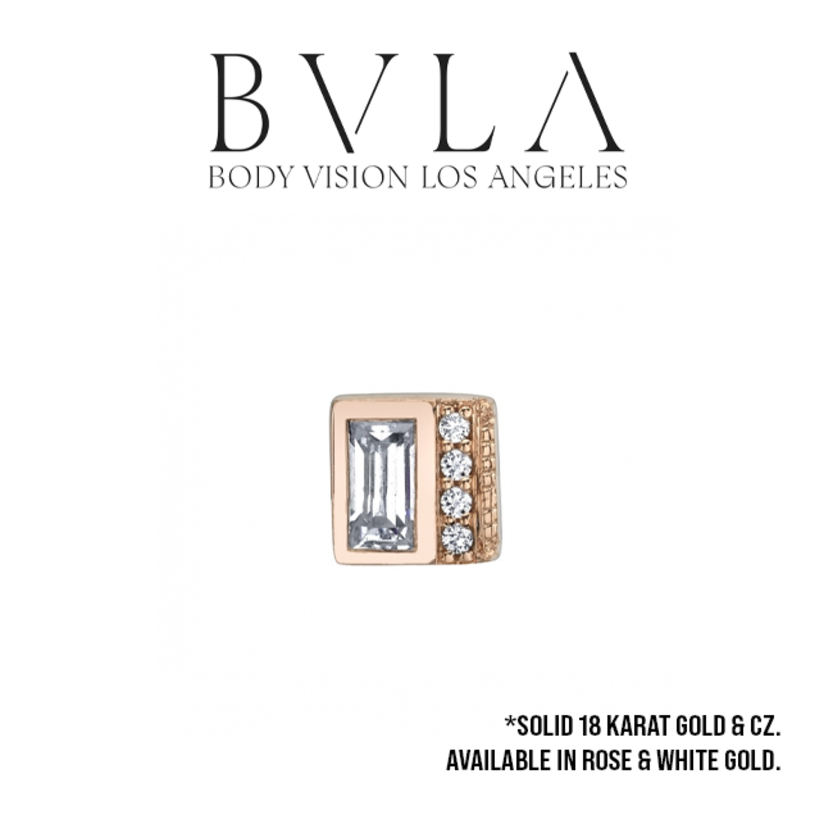 BVLA 16g BVLA "Endymion Baguette" threaded end with 4x 1.0 CZ & 4x2 CZ baguette