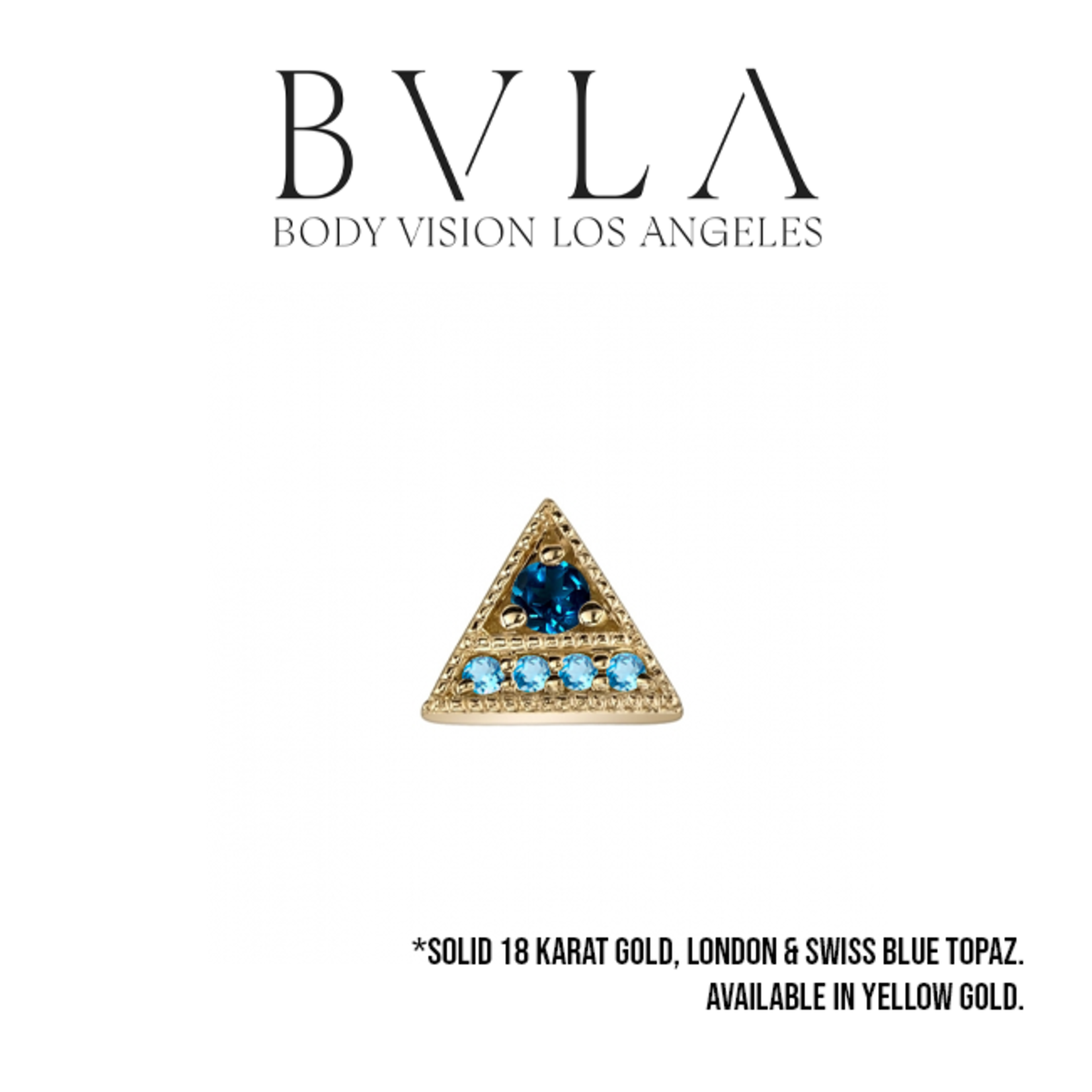 BVLA BVLA 16g 6.0 "Endymion Triangle" threaded end with 4x 1.0 AA Swiss Blue Topaz & 2.0 AA London Blue Topaz