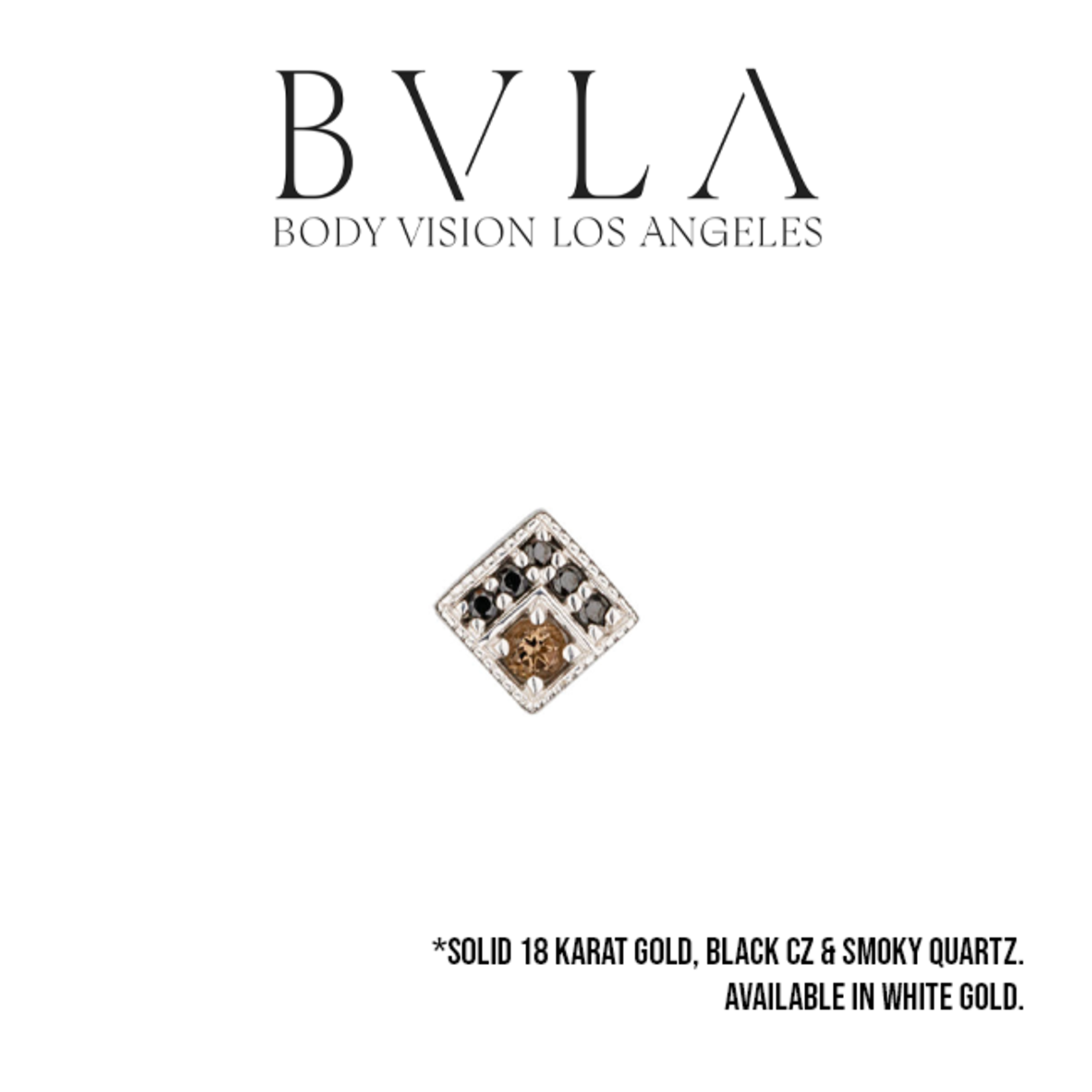 BVLA BVLA 16g 5.0 "Endymion Square" threaded end with 5x 1.0 Black CZ and 2.0 Smoky Quartz