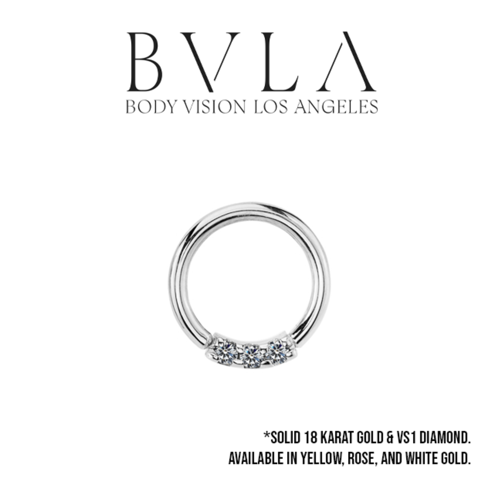 BVLA BVLA 16g "Blaze 3" seam ring with 3x 1.5 VS1 diamonds