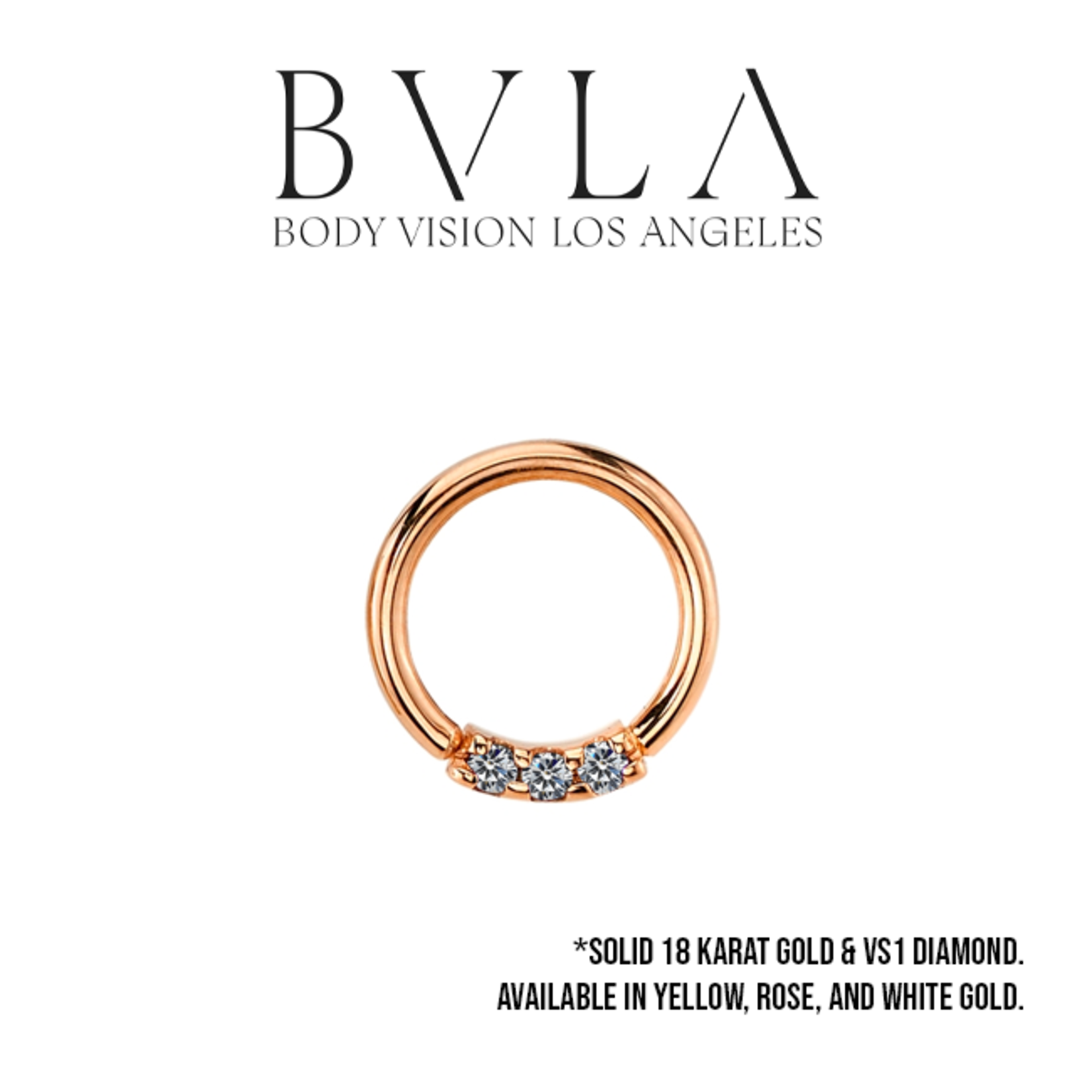 BVLA BVLA 16g "Blaze 3" seam ring with 3x 1.5 VS1 diamonds