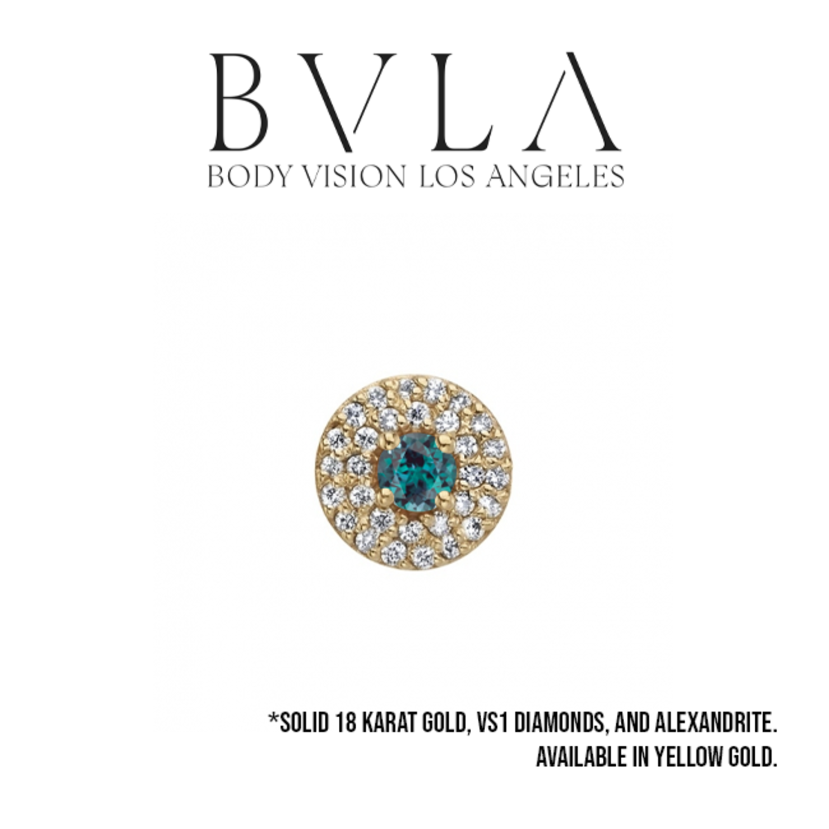 BVLA BVLA 16g "Double Row Altura" threaded end with 30x 1.0 VS1 diamond and 3.0 AA alexandrite