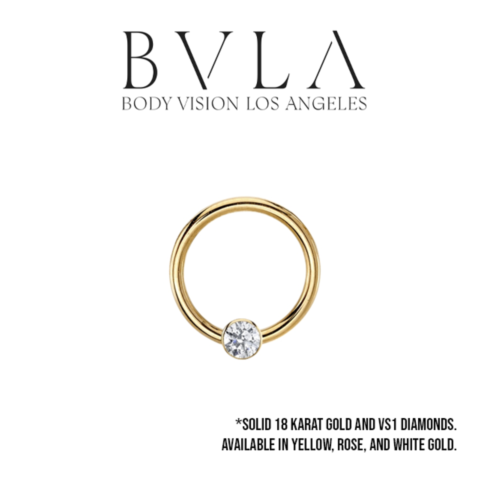 BVLA BVLA 18g "Fixed Bezel Ring" with 2.0mm VS1 Diamond