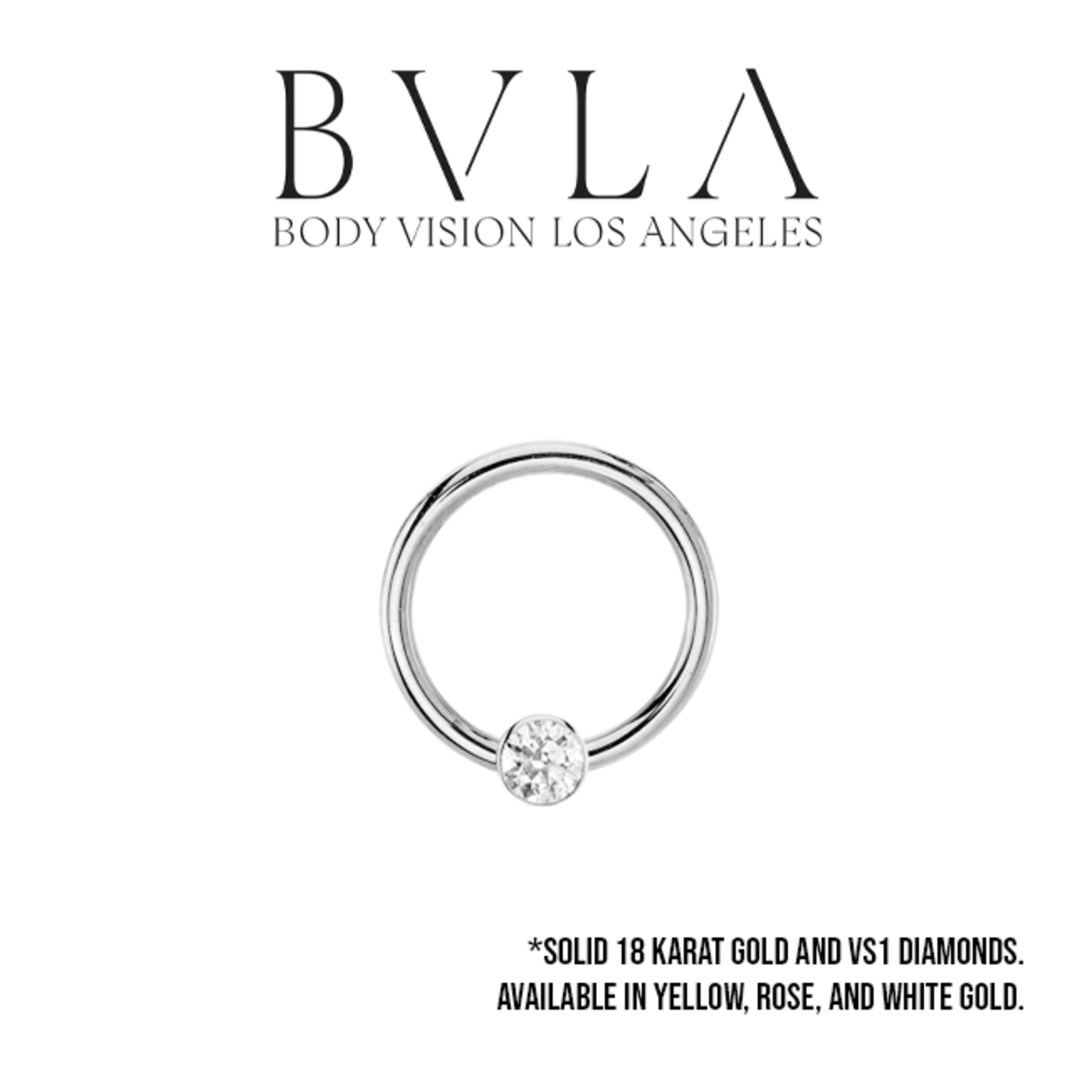 BVLA BVLA 18g "Fixed Bezel Ring" with 2.0mm VS1 Diamond