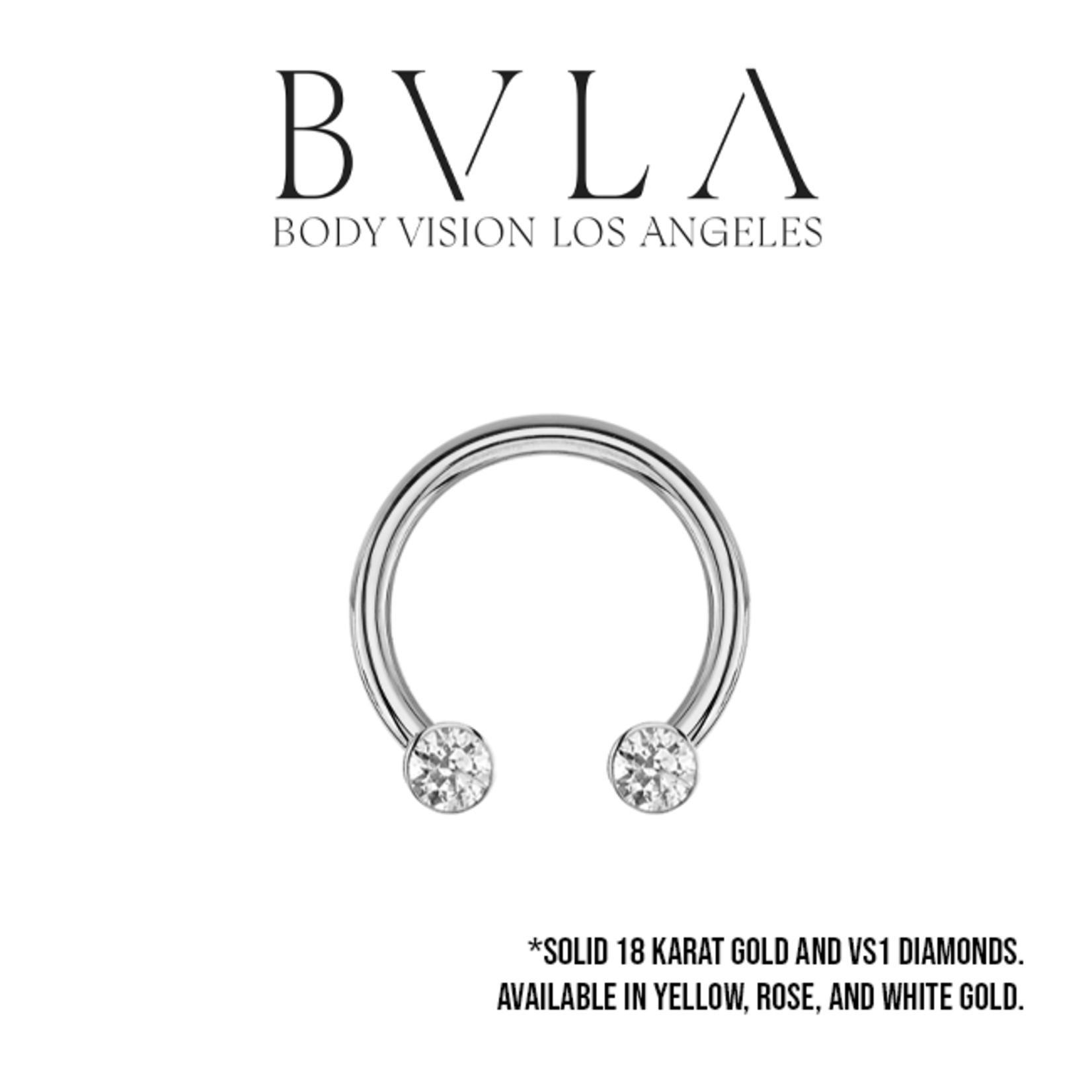 BVLA BVLA 16g "Diamond Life" circular barbell with 2x 2.5 VS1 diamond