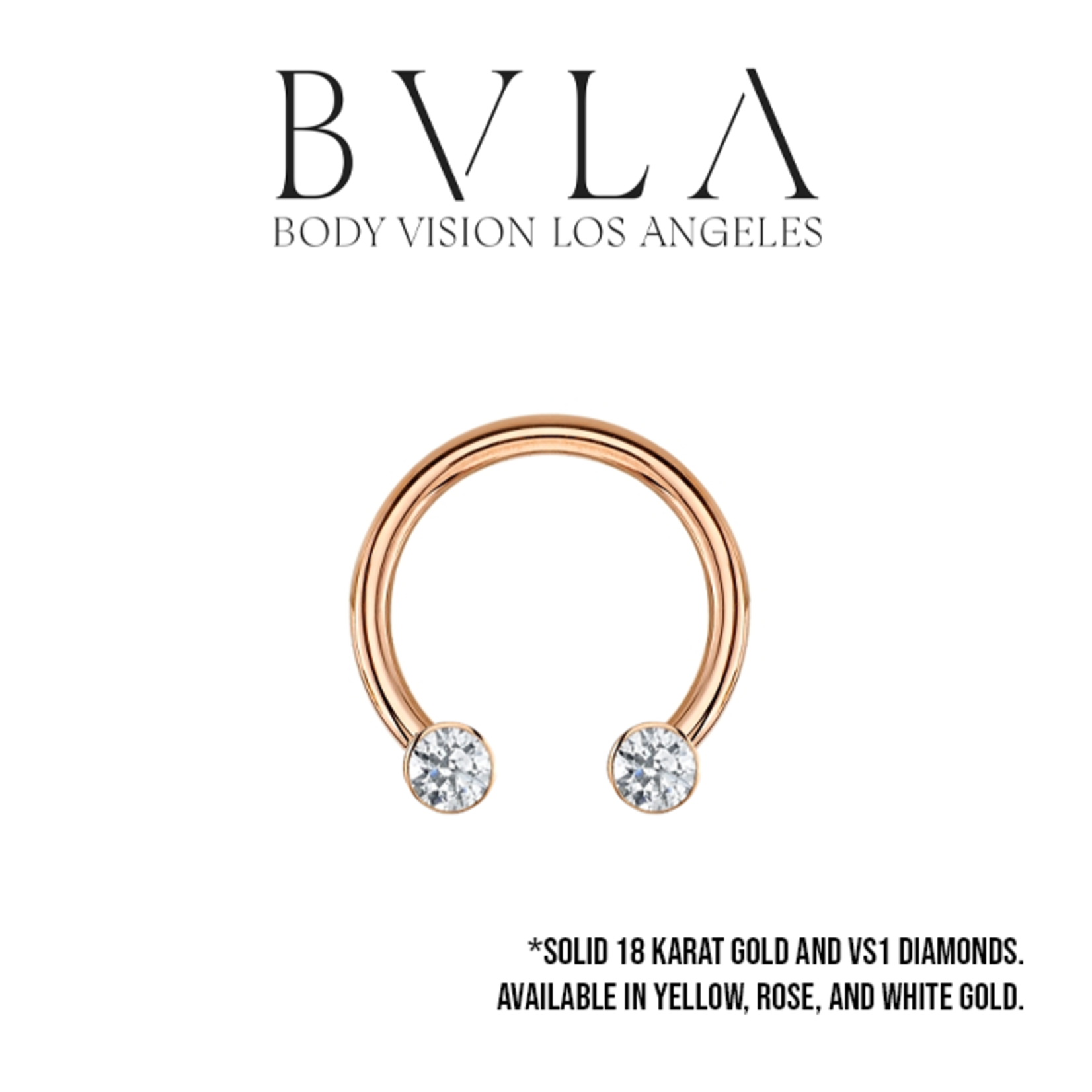 BVLA BVLA 16g "Diamond Life" circular barbell with 2x 2.5 VS1 diamond