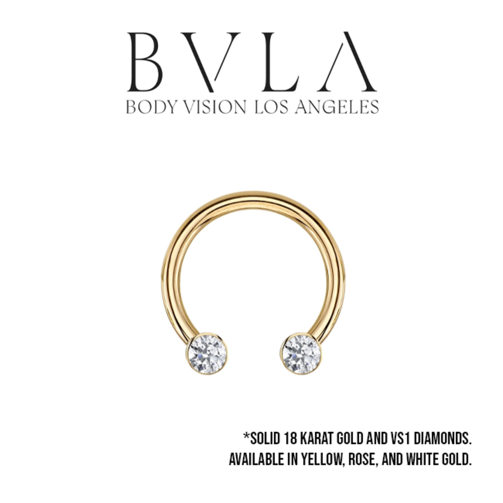 BVLA BVLA 16g "Diamond Life" circular barbell with 2x 2.5 VS1 diamond