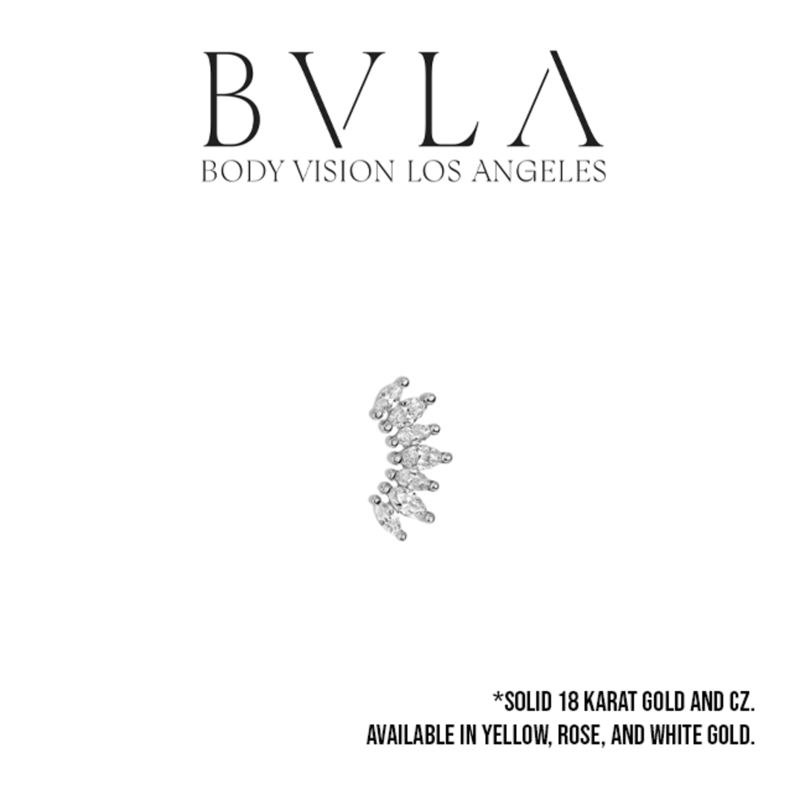BVLA BVLA "Tiny Athena" threaded end with 4x 2.5x1.25 Marquise CZ and 3x 3x1.5 Marquise CZ