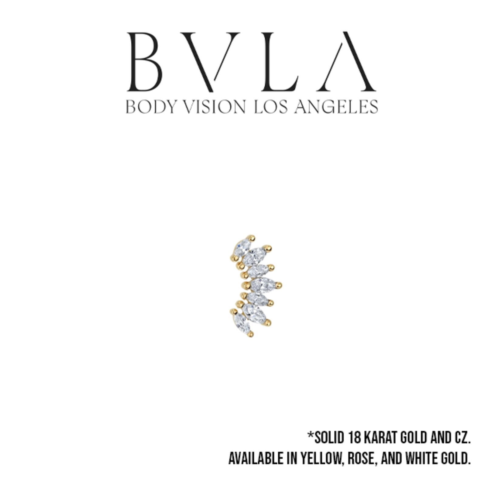 BVLA BVLA "Tiny Athena" threaded end with 4x 2.5x1.25 Marquise CZ and 3x 3x1.5 Marquise CZ