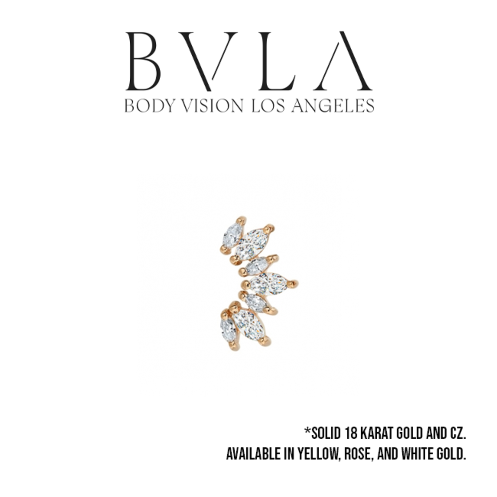 BVLA BVLA "Athena" threaded end with 4x 3x1.5 Marquise CZ and 3x 4x2 Marquise CZ