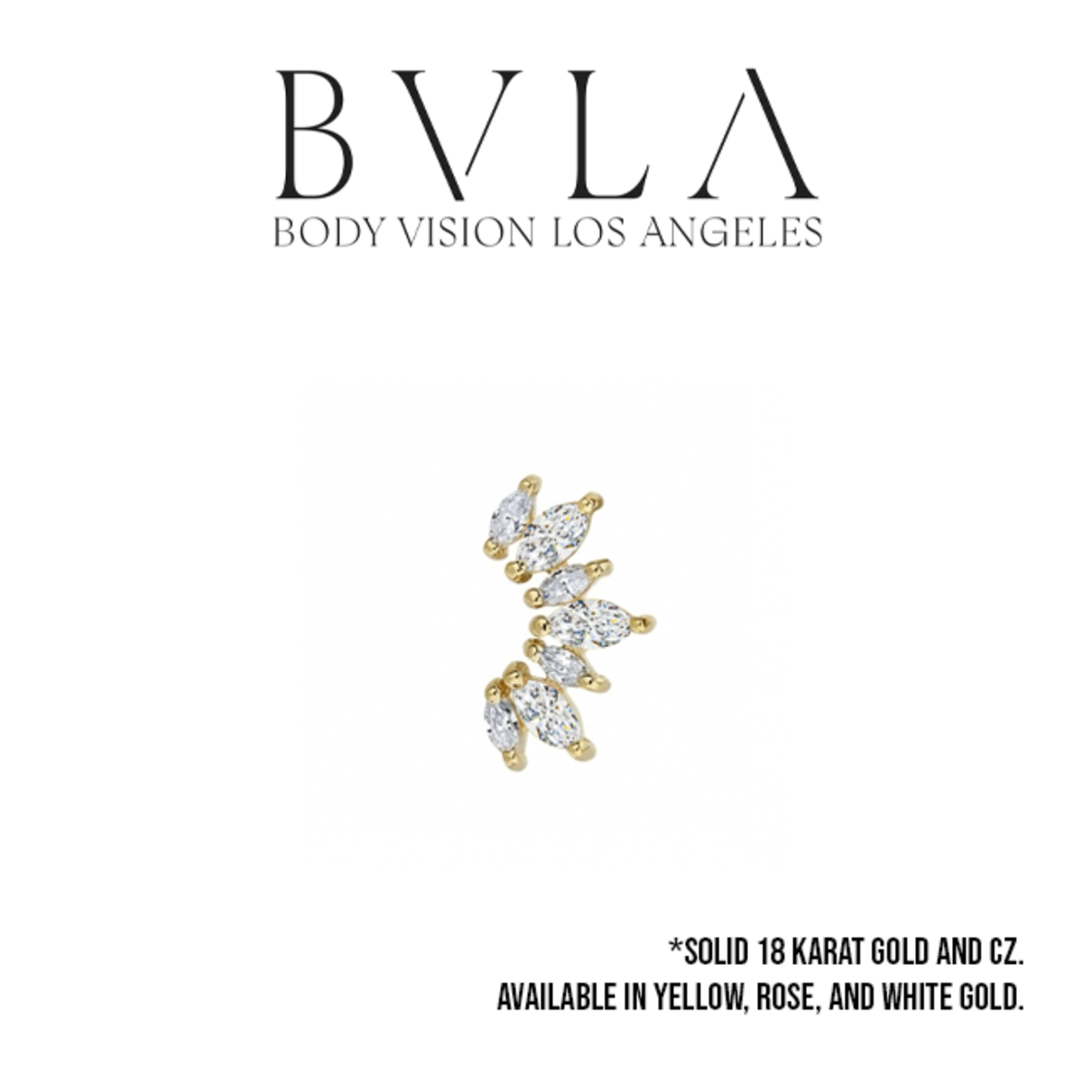 BVLA BVLA "Athena" threaded end with 4x 3x1.5 Marquise CZ and 3x 4x2 Marquise CZ
