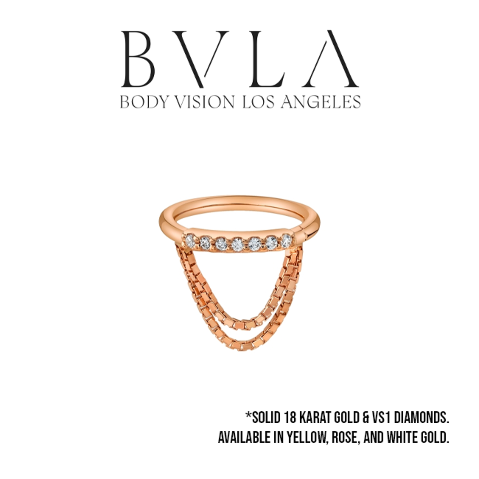 BVLA BVLA 18g "Machina" seam ring with 7x 1.0 VS1 diamond and chains