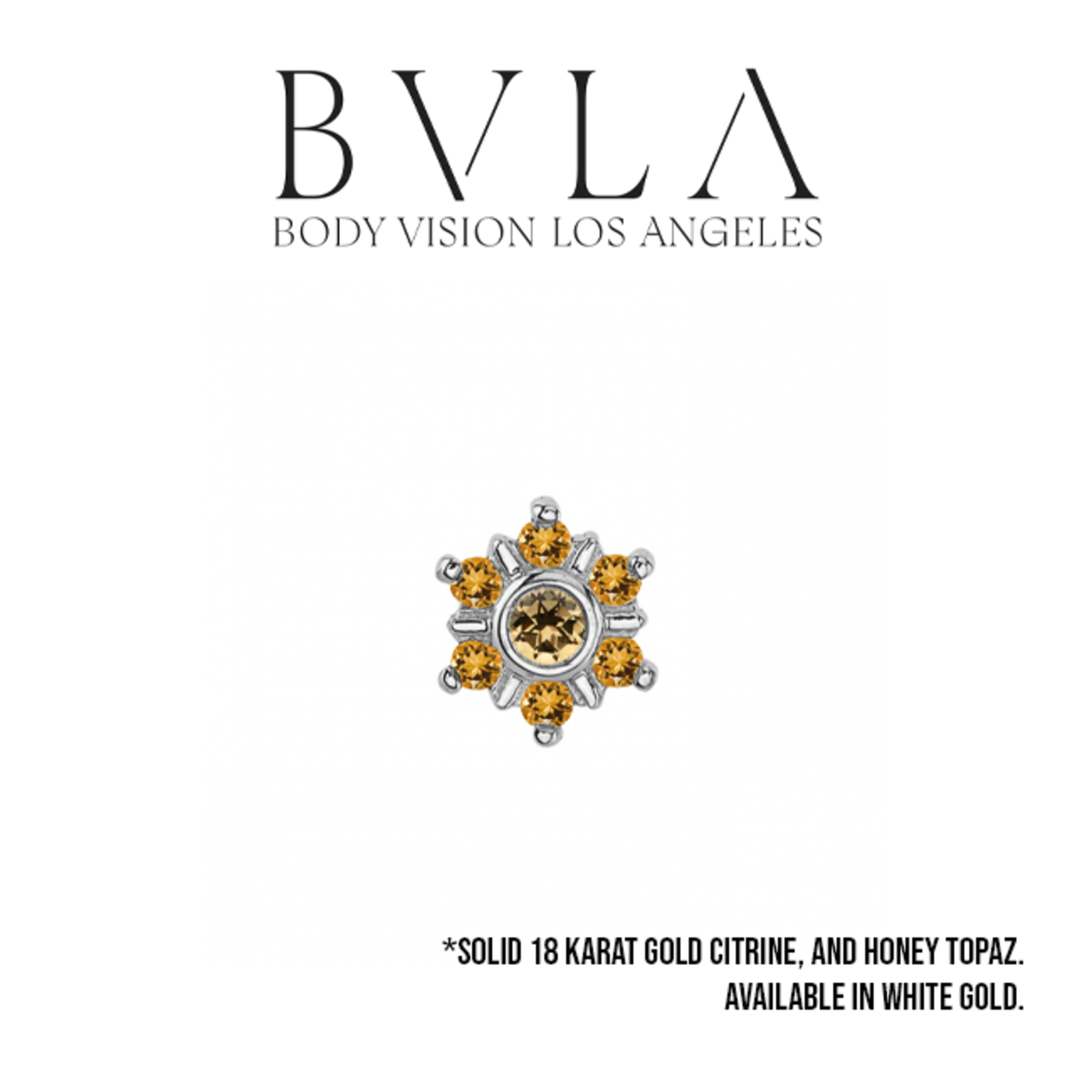 BVLA BVLA 16g "Mini Toltec" threaded end with 2.0 honey topaz and 6x 1.25 citrine