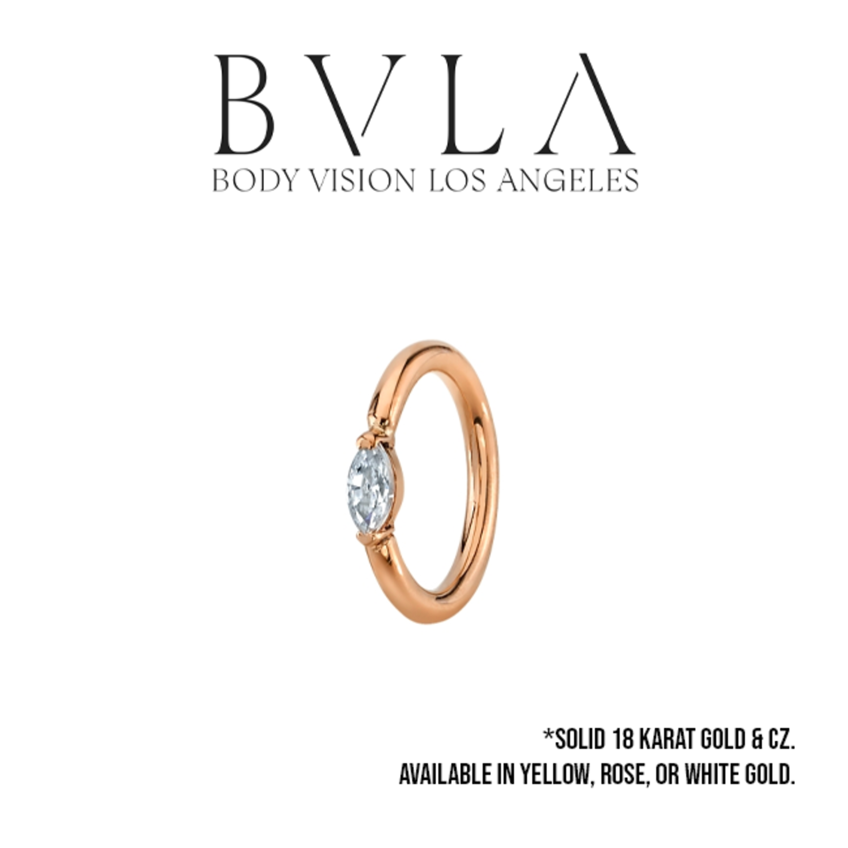 BVLA BVLA 18g fixed ring with 3x1.5 Marquise CZ