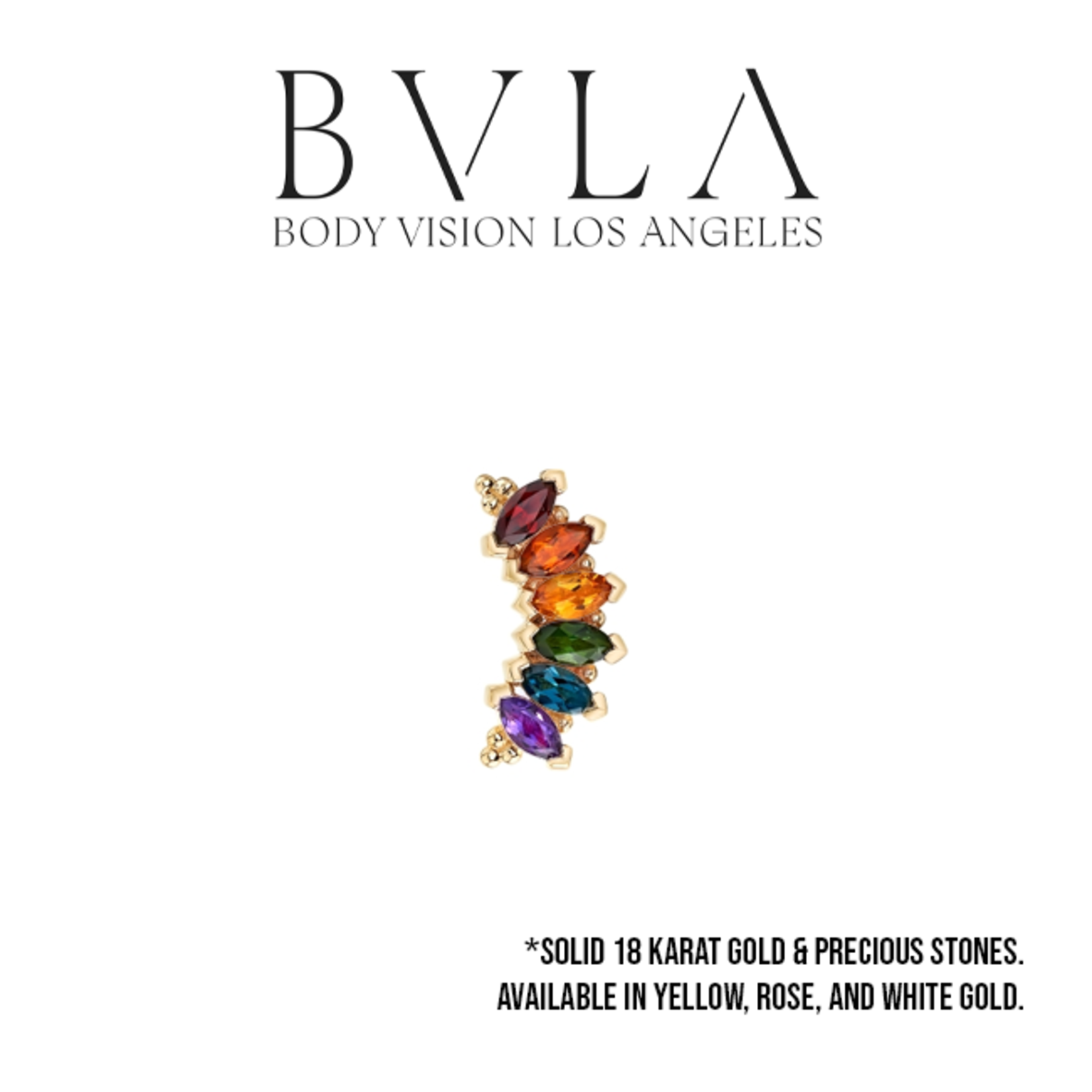 BVLA BVLA  6 gem "Marquise Panaraya" threaded end with  AA Garnet,  AA Madeira Citrine,  AA Green Tourmaline, AA London blue Topaz, and AA Amethyst 4x2 marquise cut stones