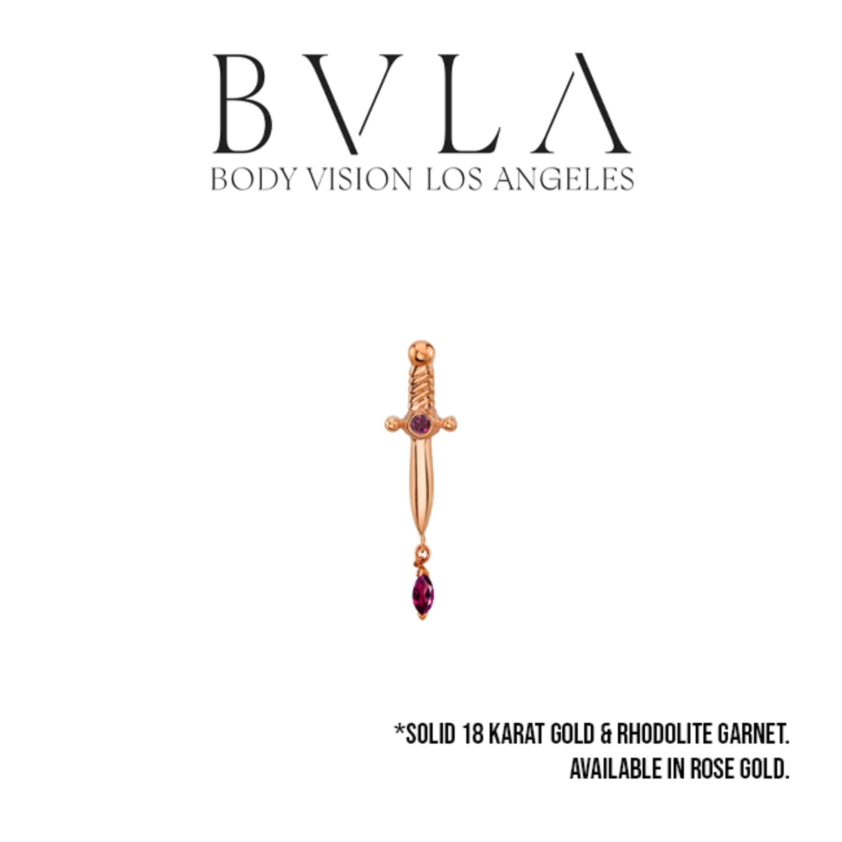 BVLA BVLA 16g "Kiss of Death" threaded end with 1.25 Rhodolite and 3x1.5 Rhodolite marquise