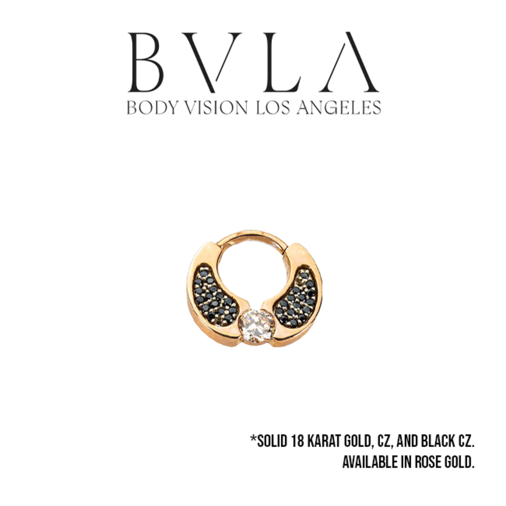 BVLA BVLA 16g clicker with pave-set black CZ and 3.0 CZ