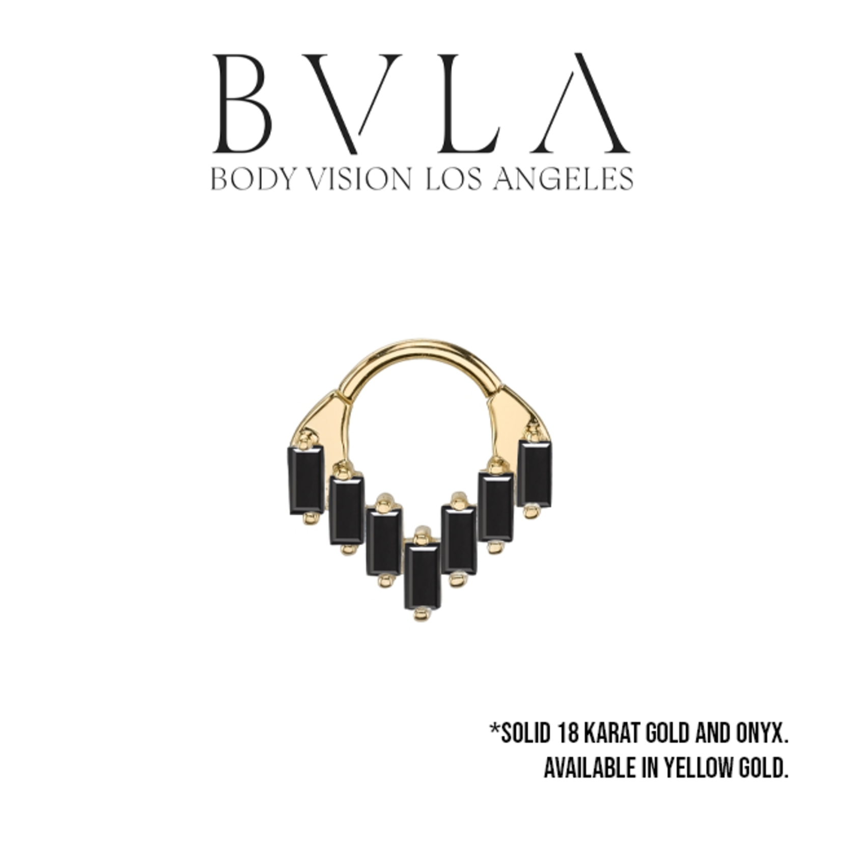BVLA BVLA 16g "Acacia" clicker with 7x 4.0x2.0mm Onyx Baguettes
