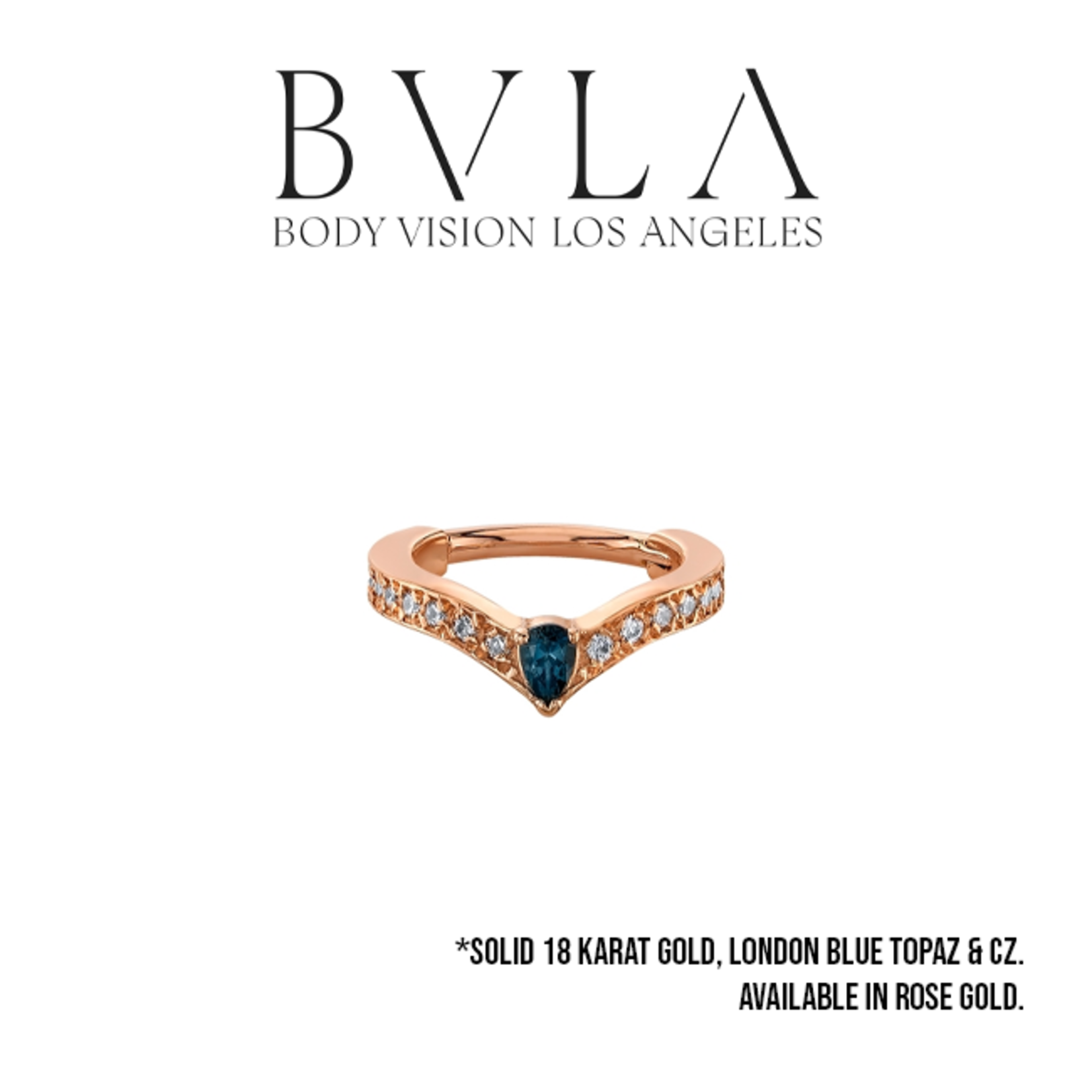 BVLA BVLA 16g "Cherish Pear" clicker with 3x2 London Blue Topaz pear & 18x 1.0 CZ