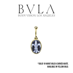 BVLA BVLA Yellow Gold 14g "Fleur De Lis" Navel Curve with Carved Agate