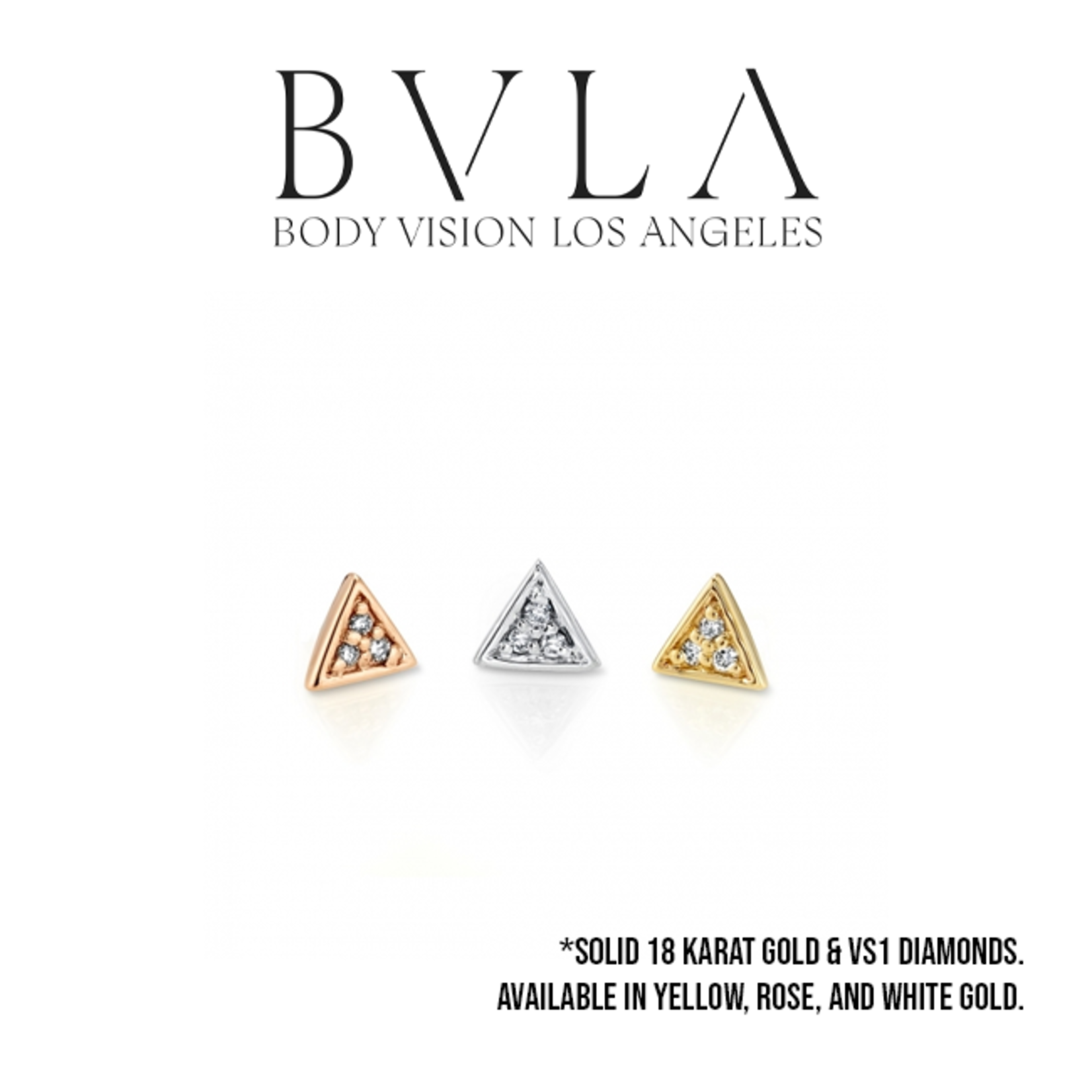BVLA BVLA 4.0mm "Micro Pave Triangle" press-fit end with 3x 1.0mm VS1 Diamonds