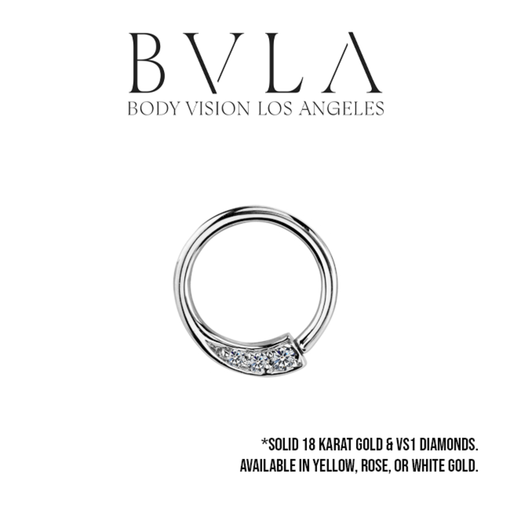 BVLA BVLA 16g 3/8 "Prysm" seam ring with 2x 1.0 VS1 Diamond and 1x 1.5 VS1 Diamond