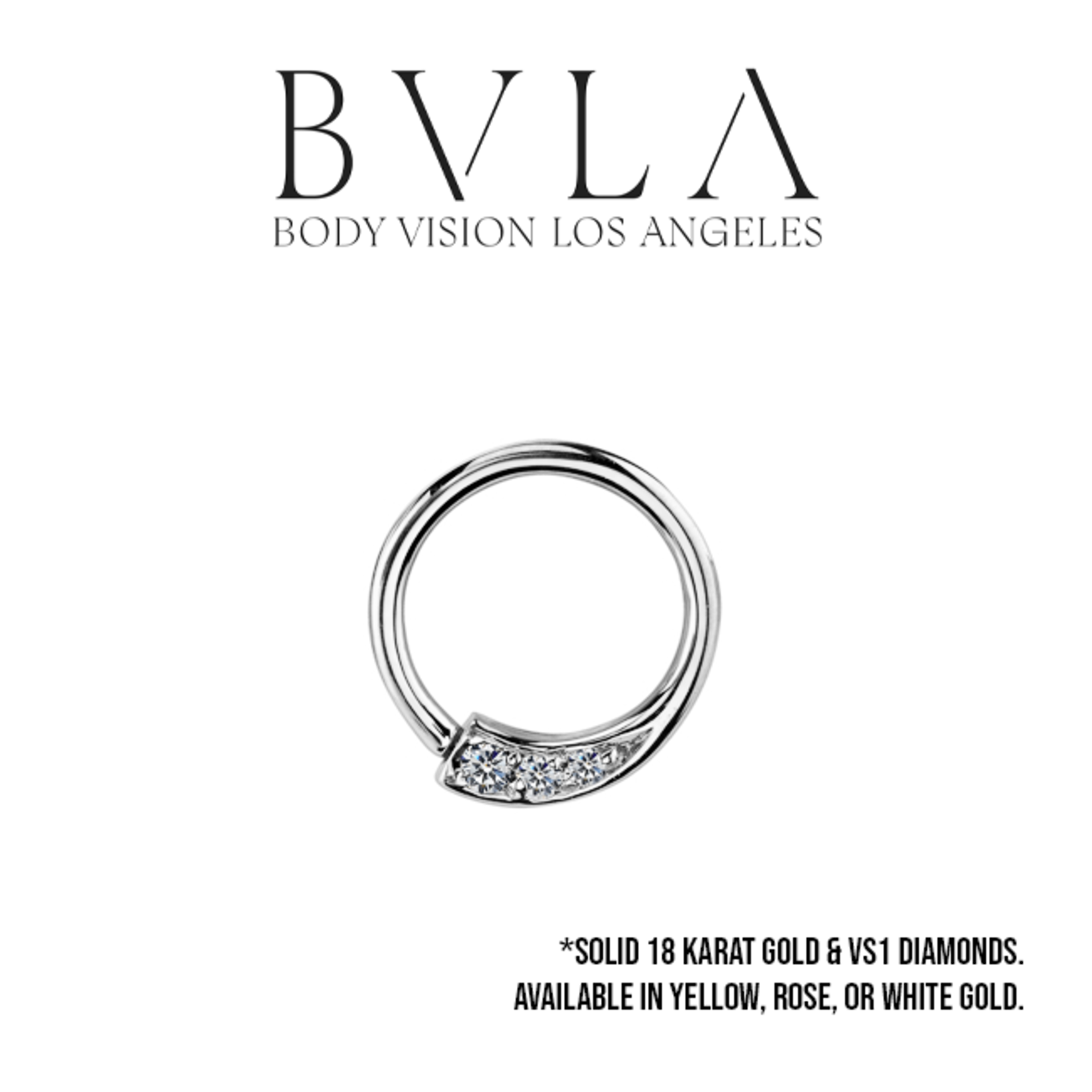 BVLA BVLA 16g 3/8 "Prysm" seam ring with 2x 1.0 VS1 Diamond and 1x 1.5 VS1 Diamond