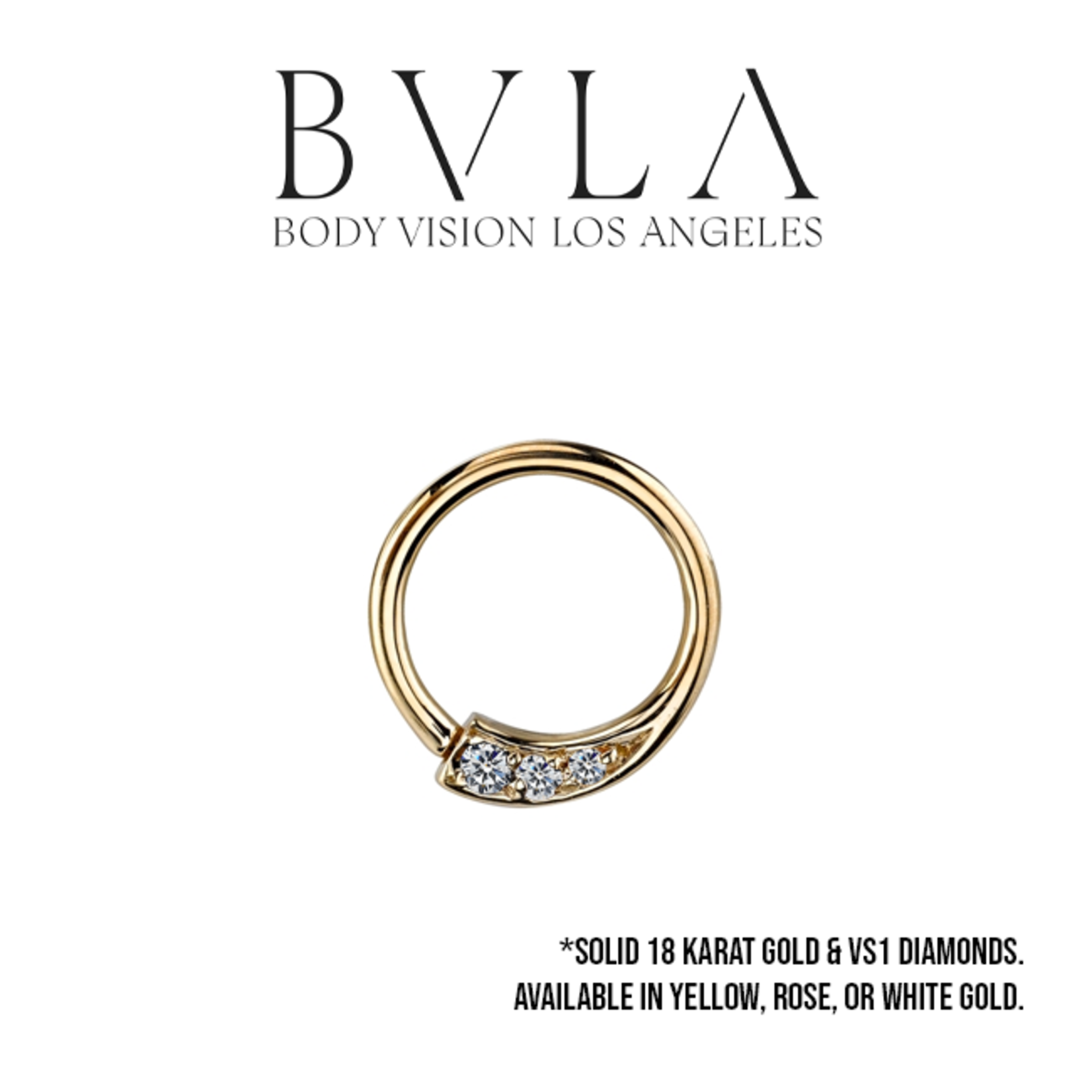 BVLA BVLA 16g 3/8 "Prysm" seam ring with 2x 1.0 VS1 Diamond and 1x 1.5 VS1 Diamond