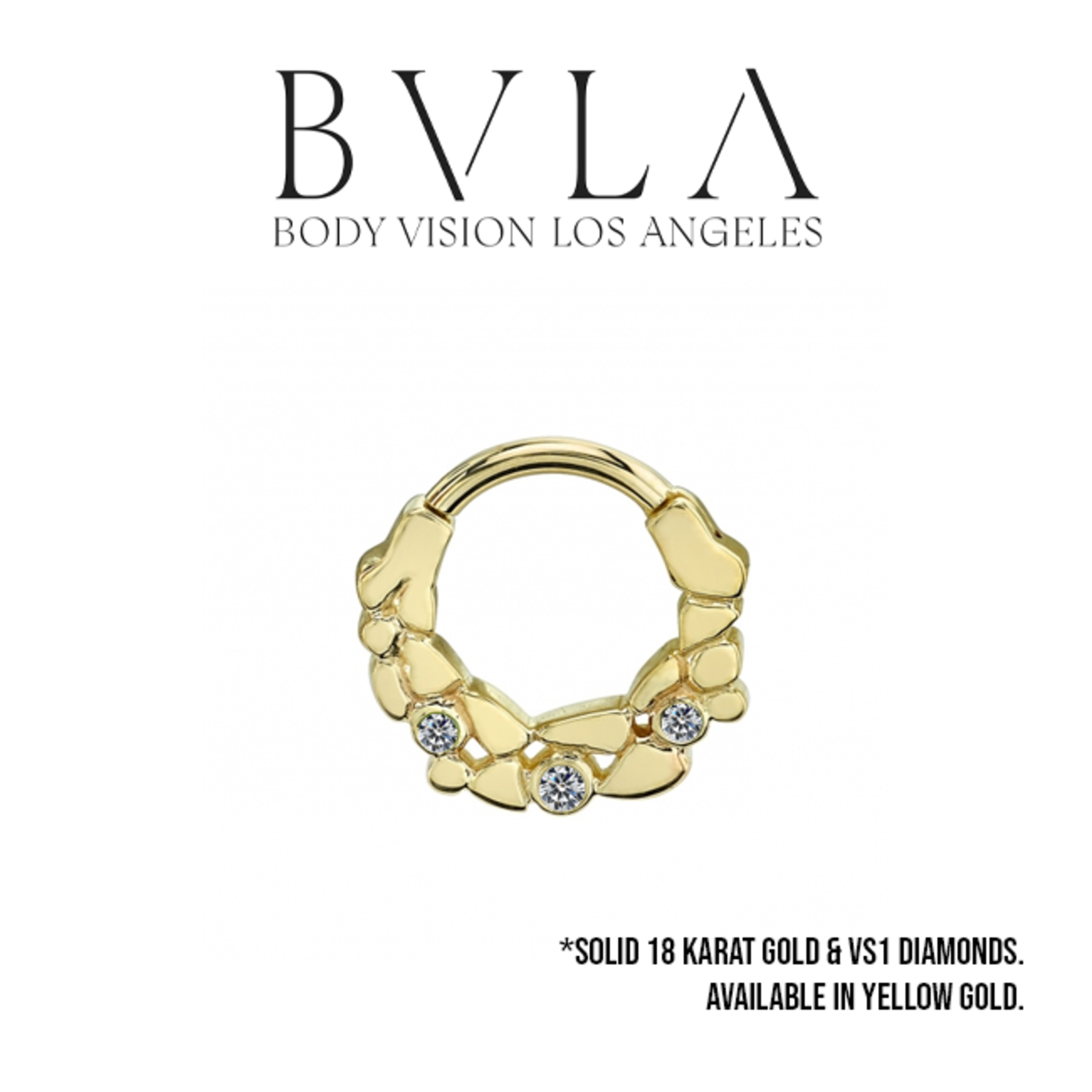 BVLA BVLA 16g "Pebbles" clicker with 2x 1.5 and 1x 1.75 VS1 diamonds